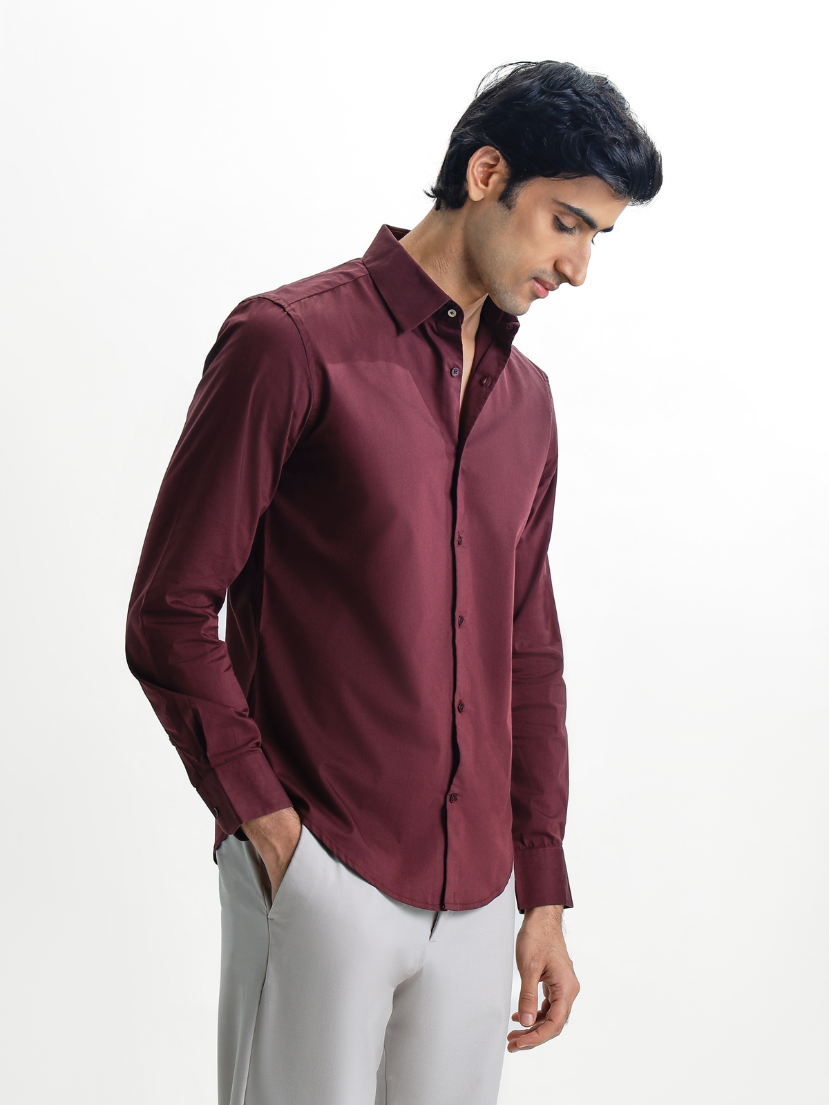 SANTINO-REGULAR FIT POPLIN LYCRA SHIRT