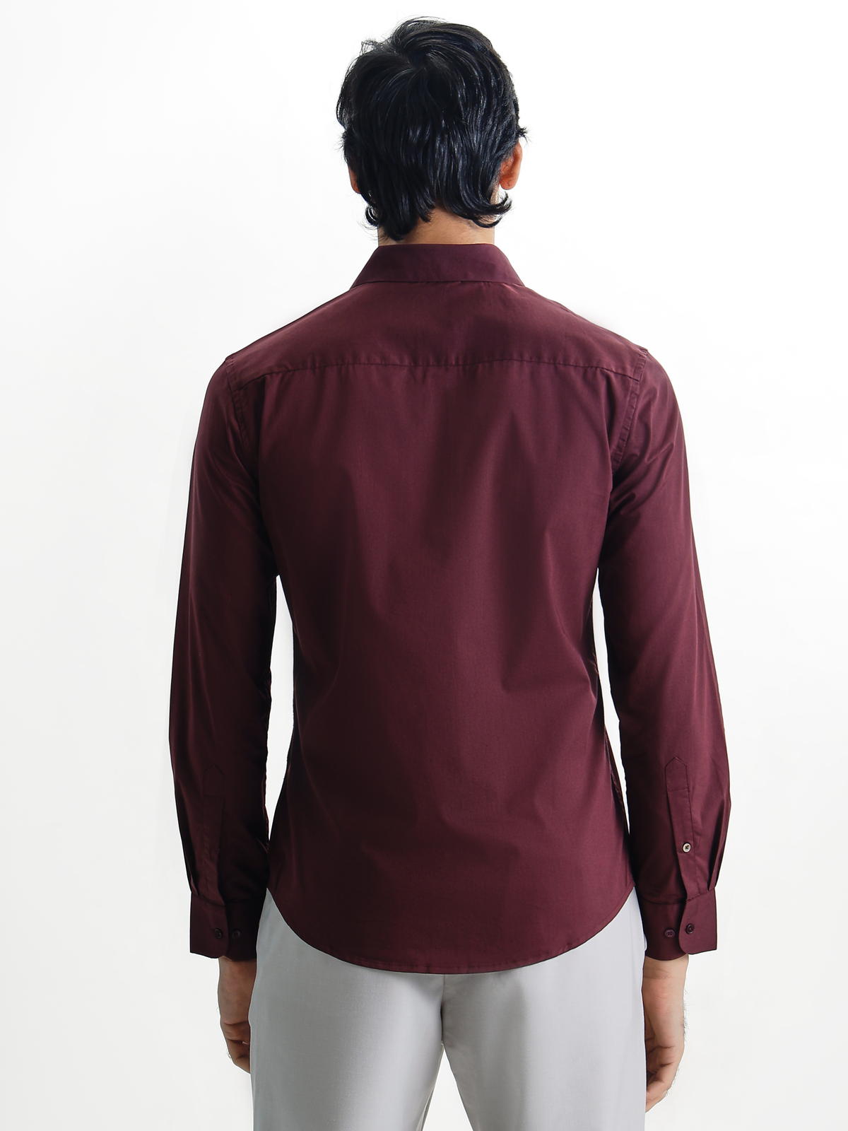 SANTINO-Maroon Regular Fit Poplin Lycra Shirt