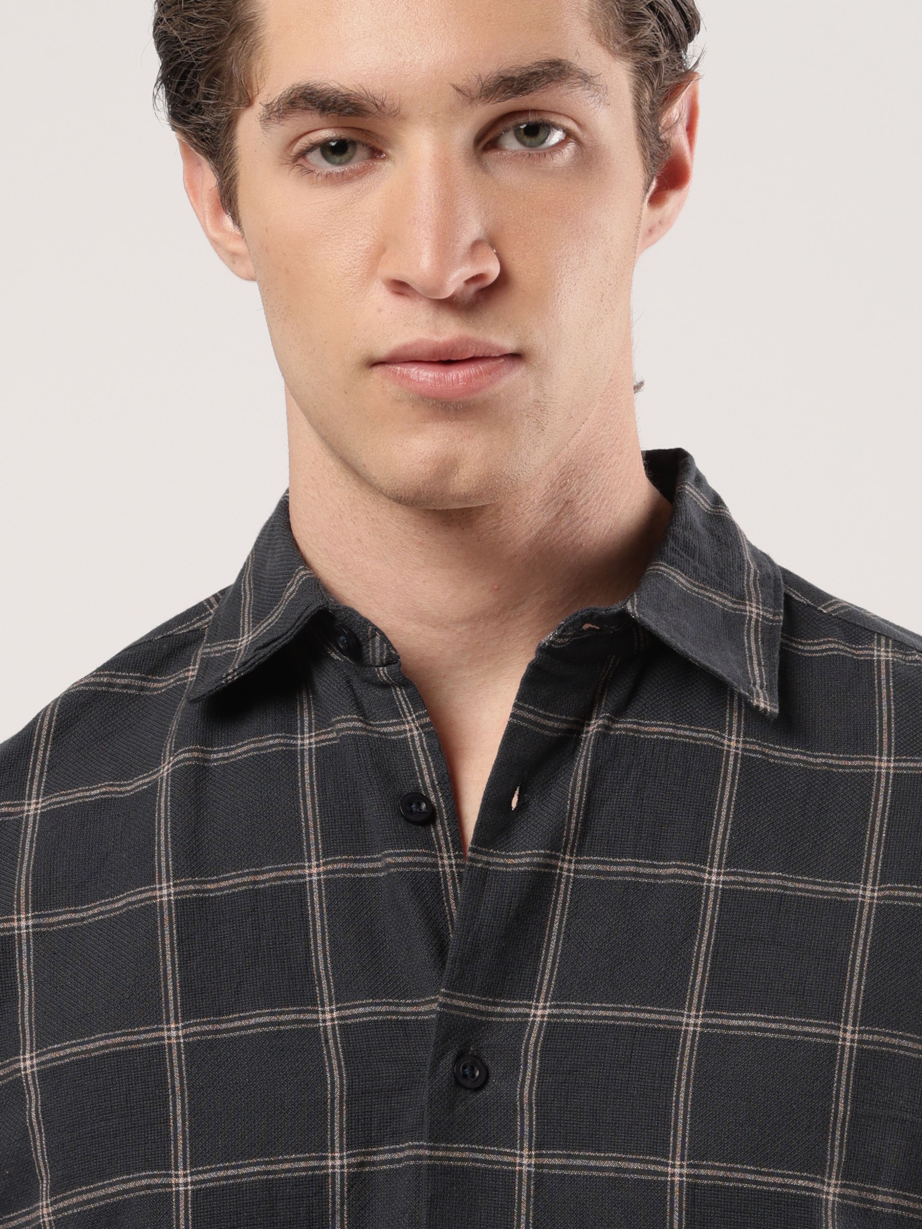 Charcoal Mustard Grid Shirt