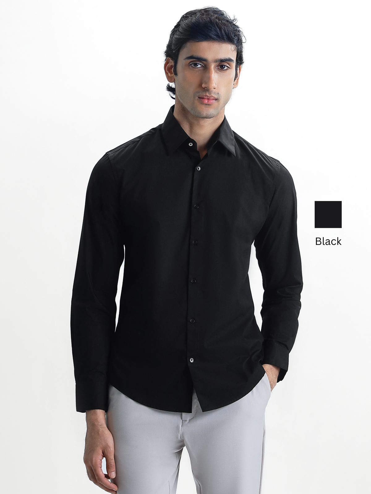 SANTINO-REGULAR FIT POPLIN LYCRA SHIRT