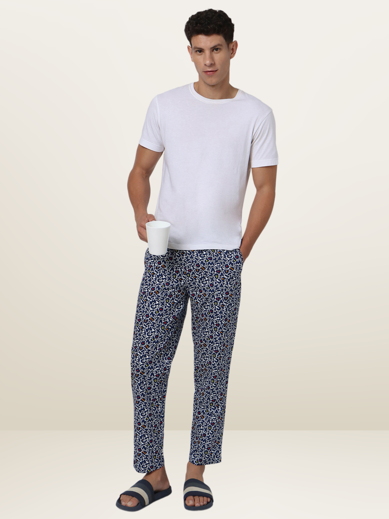 Men's Blue Printed Pyjamas