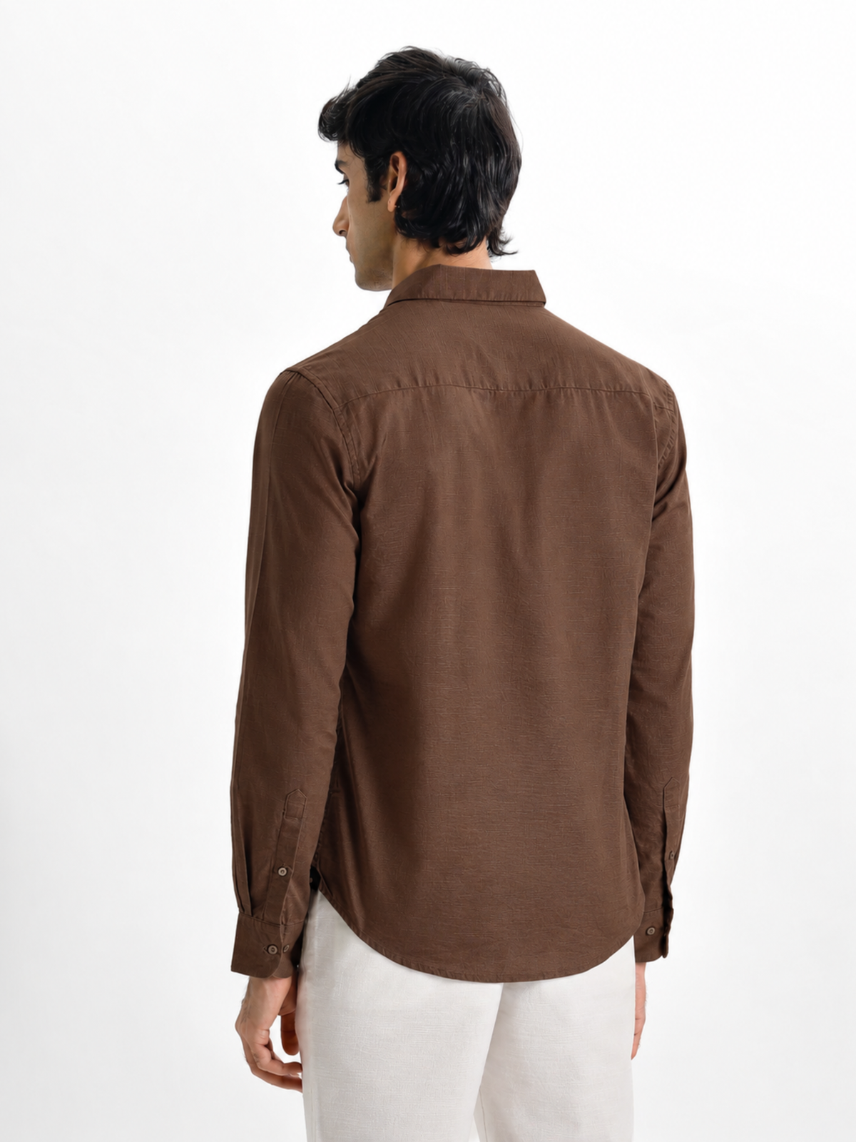 Arlo- Brown Regular Fit Solid Linen Shirt