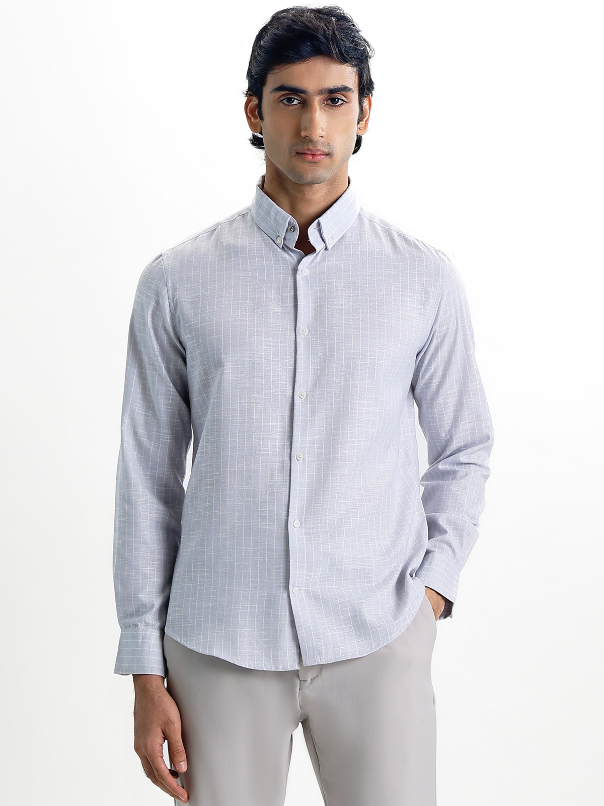 Milo-Violet Regular Fit Striped Linen Shirt