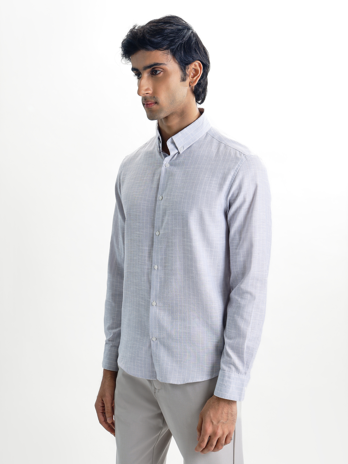 Milo-Violet Regular Fit Striped Linen Shirt