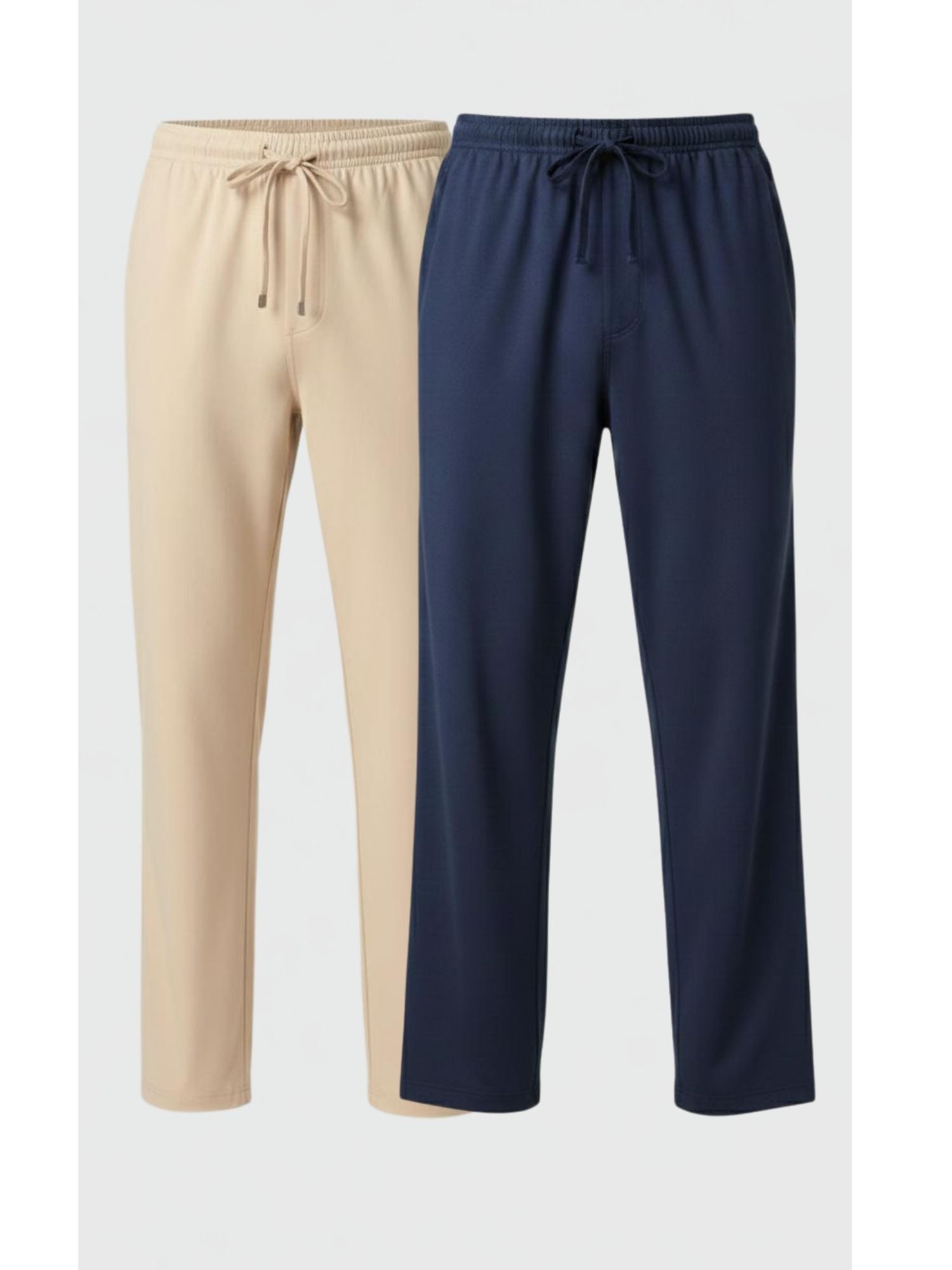 Oatmeal Beige & Navy Blue Cotton Pyjamas