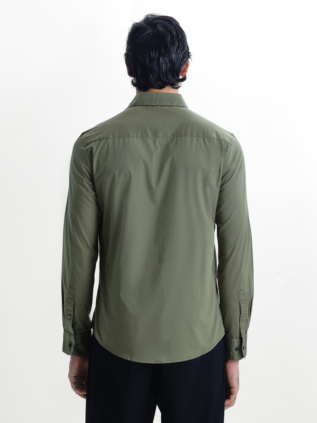 SANTINO-Green Regular Fit Poplin Lycra Shirt