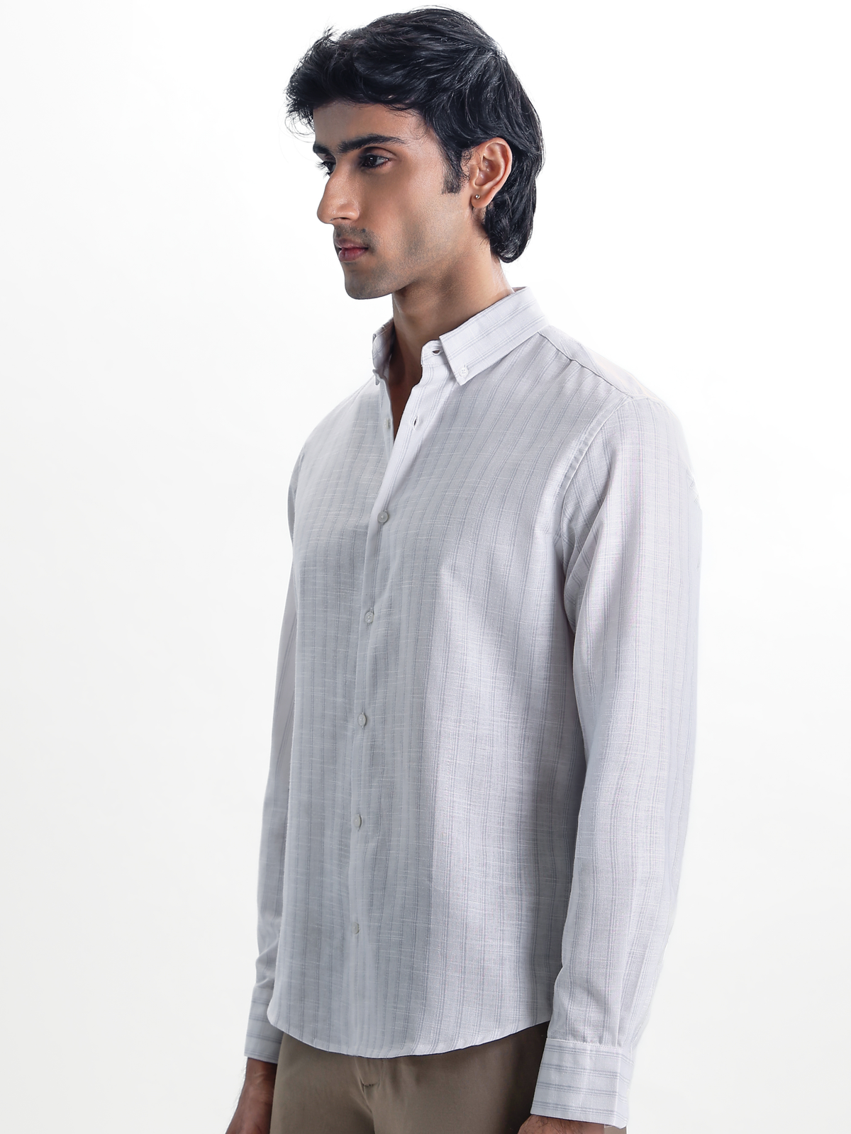 Zeno-White Multicolour Regular Fit Striped Linen Shirt