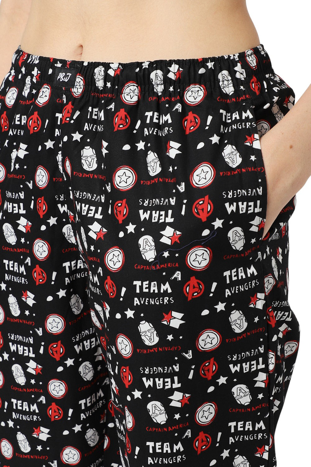 Women's Black Comics Print Pyjama