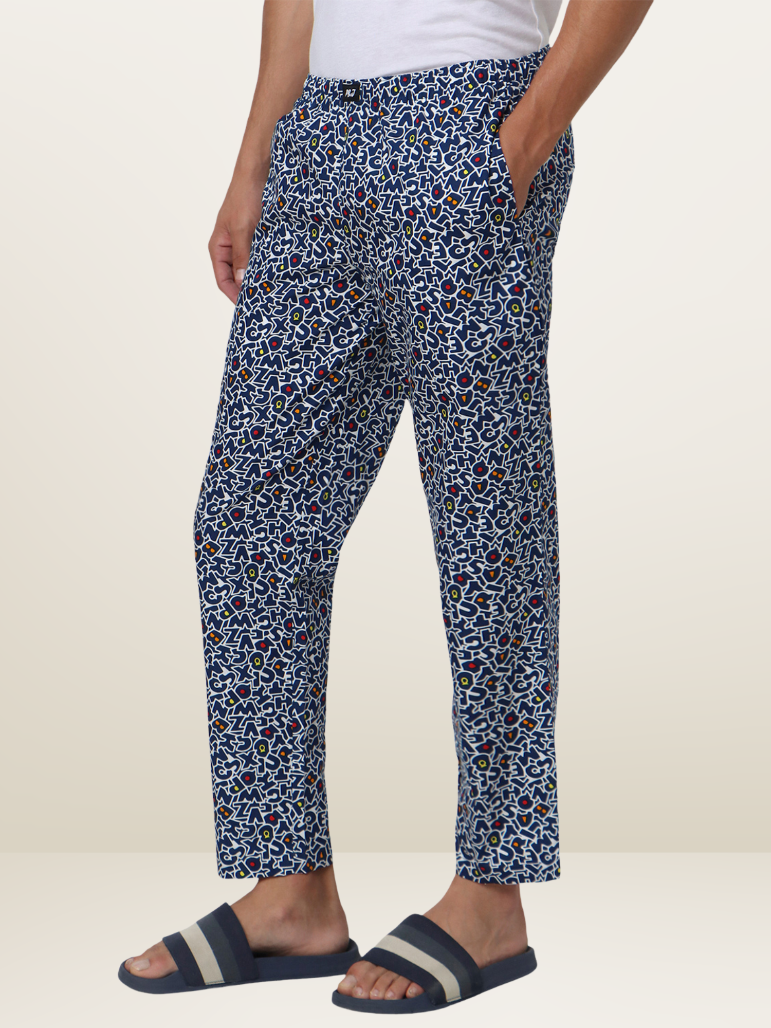Men's Blue Printed Pyjamas