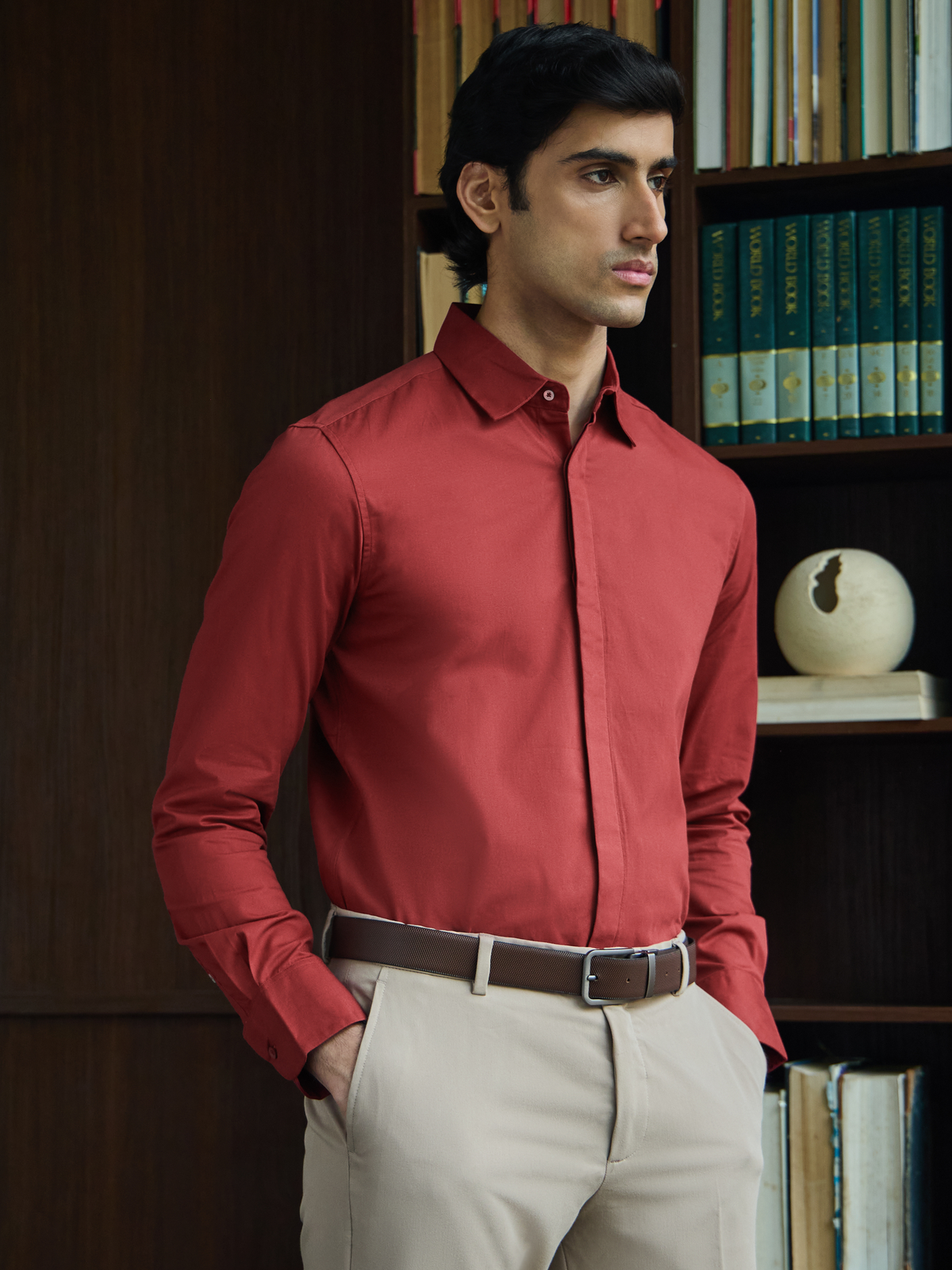 VINCENT-RUST REGULAR FIT PEACH FINISH COTTON SHIRT