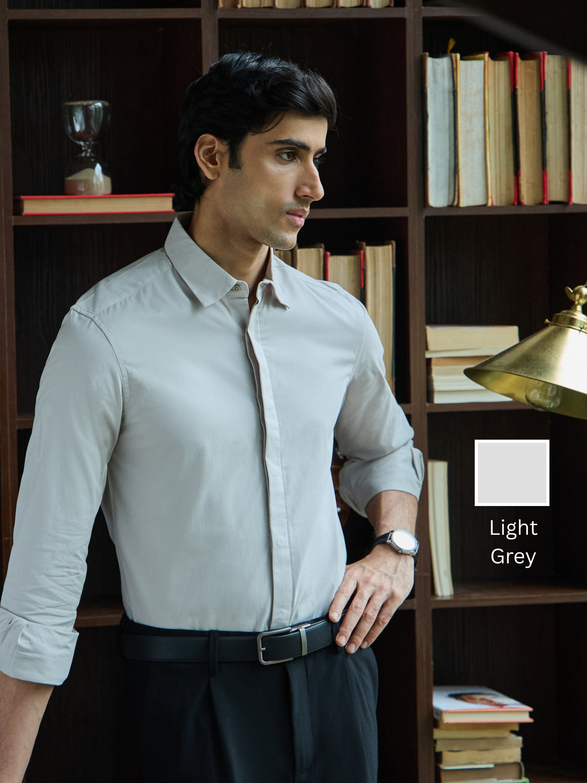 VINCENT-Regular Concealed Placket Cotton Shirt
