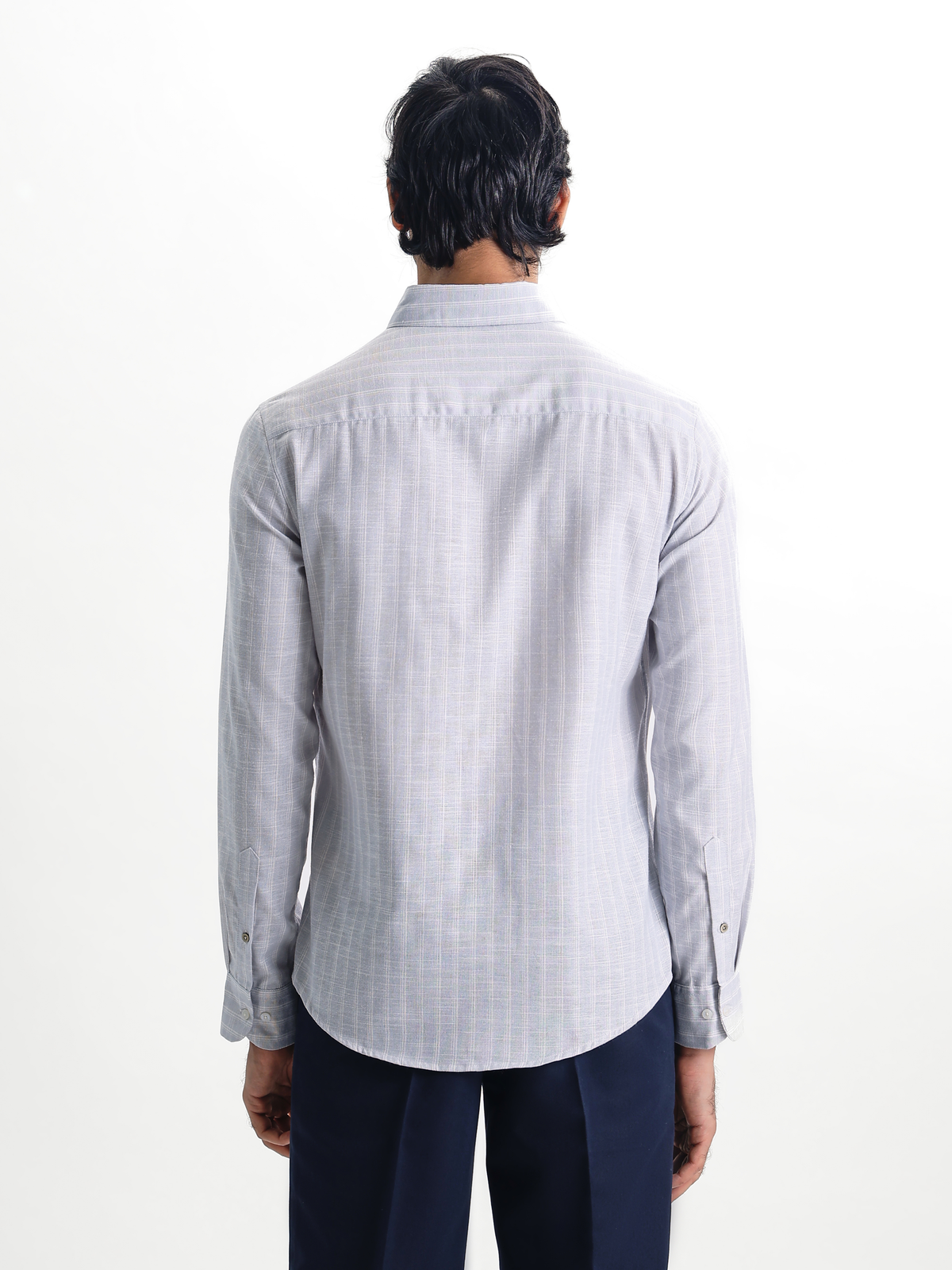 Zeno-Blue Multicolour Regular Fit Striped Linen Shirt