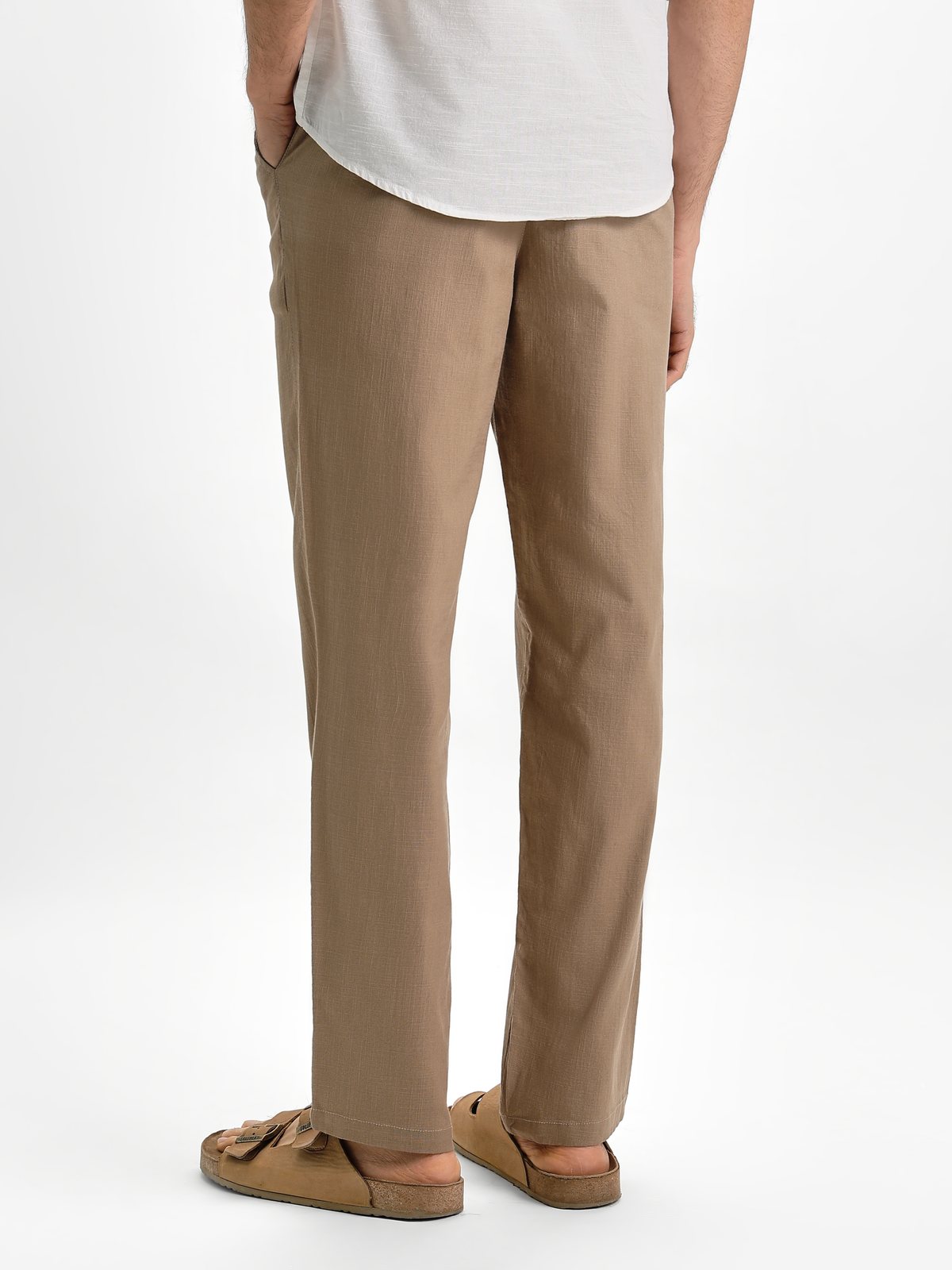 Sand Khaki Linen Trousers