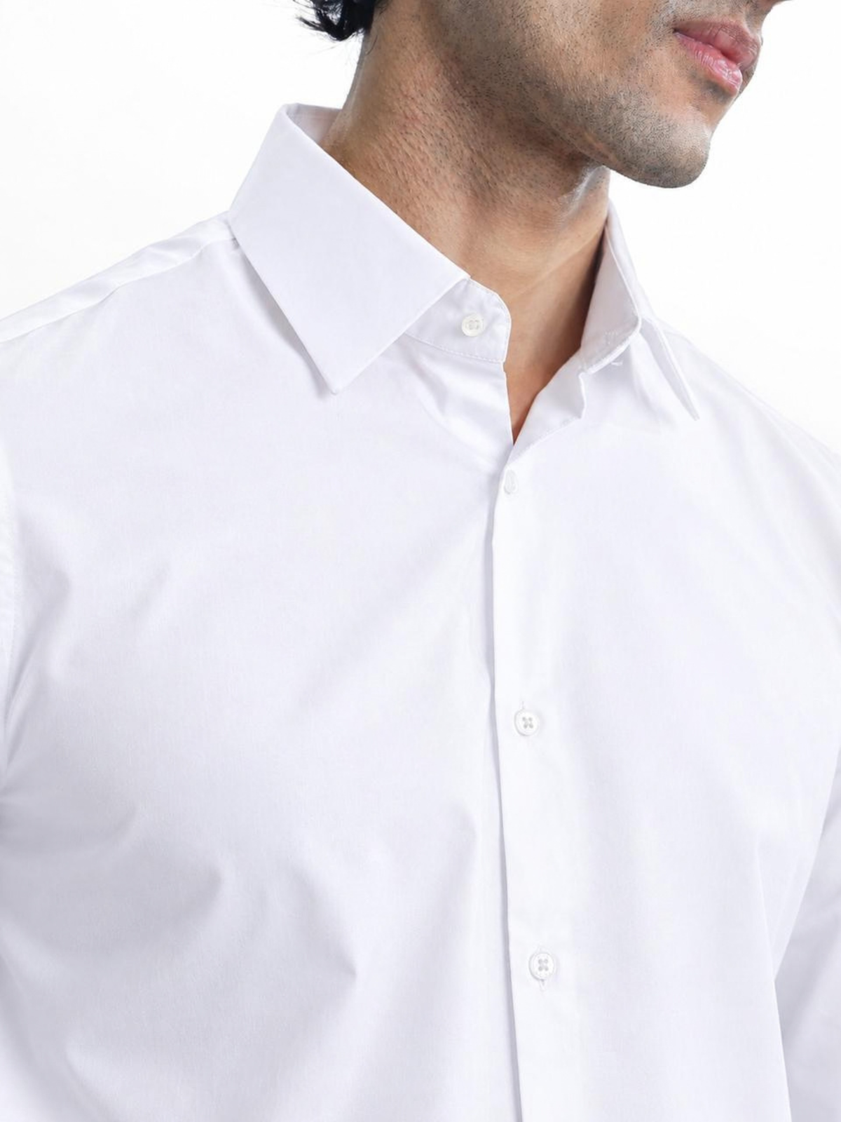SANTINO- White Regular Fit Poplin Lycra Shirt
