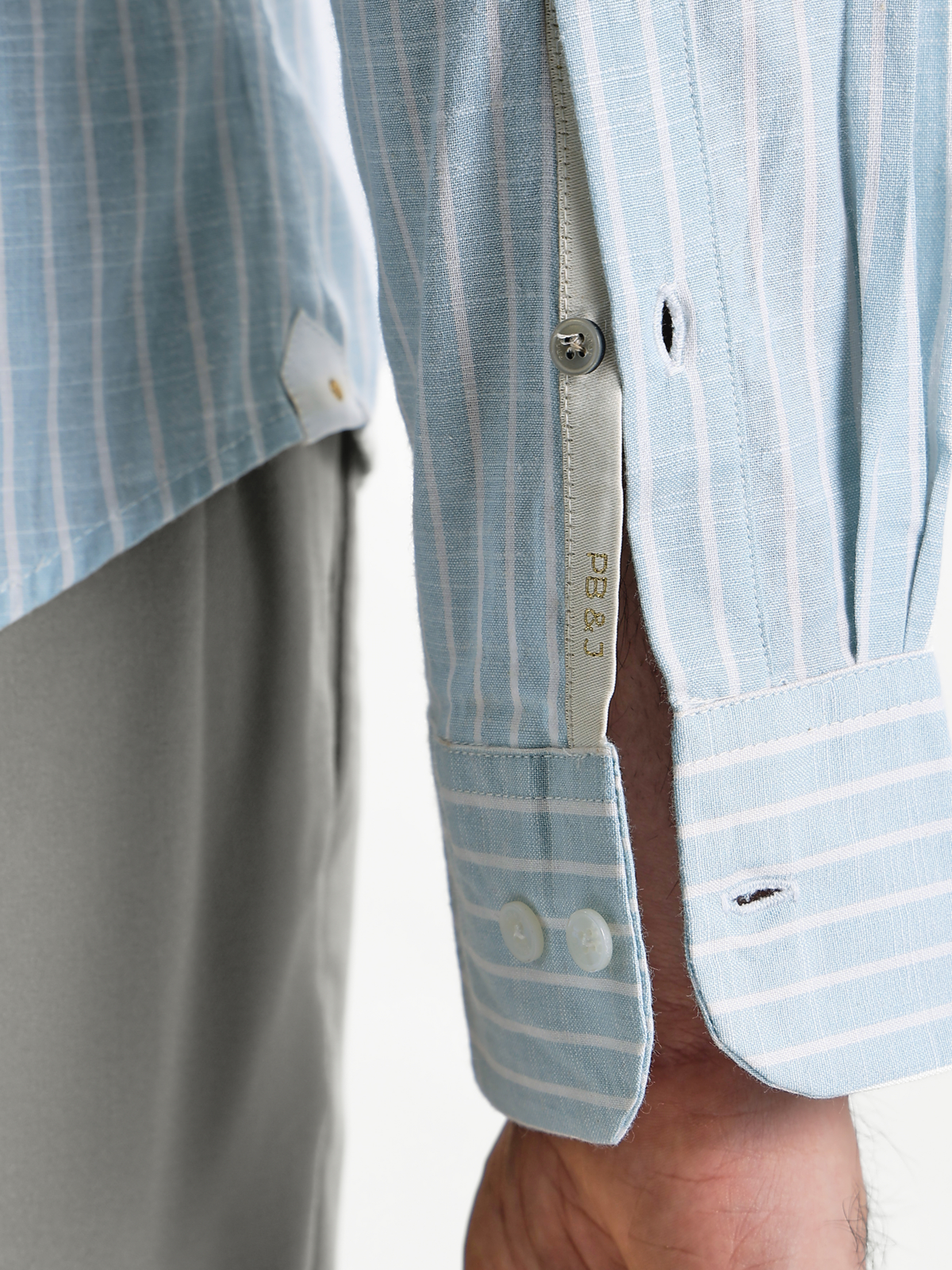 Evor- Aqua Blue Regular Fit Striped Linen Shirt
