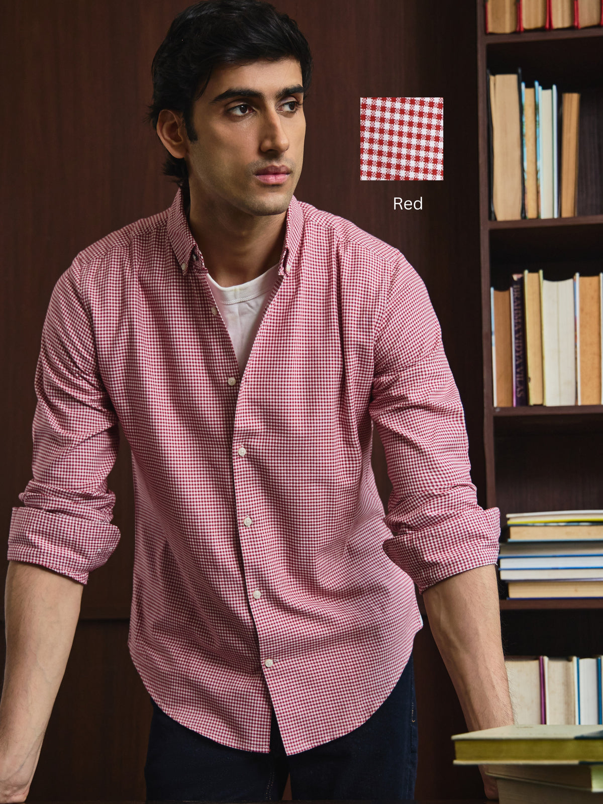 EVARIST- Regular Fit Gingham Checks Cotton Shirt