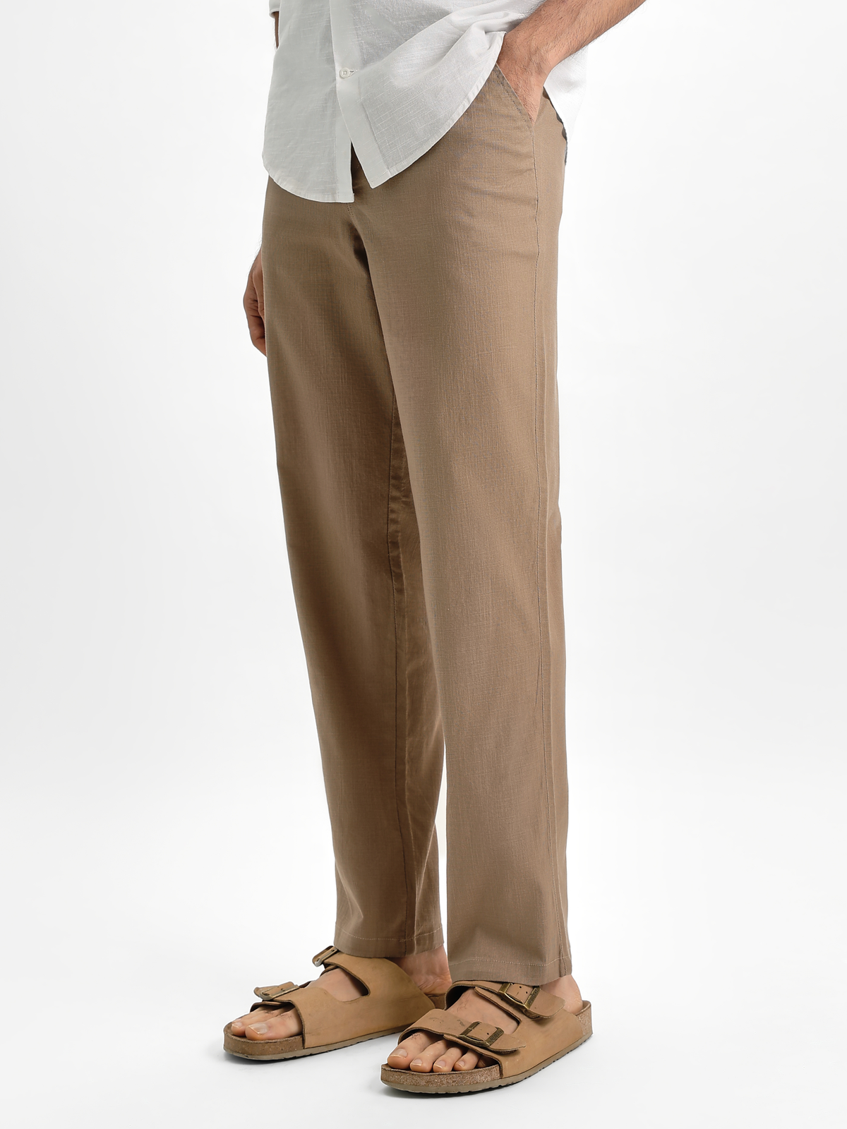 Sand Khaki Linen Trousers