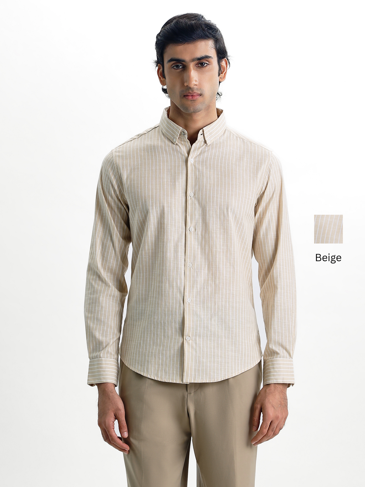 Evor- Regular Fit Striped Linen Shirt