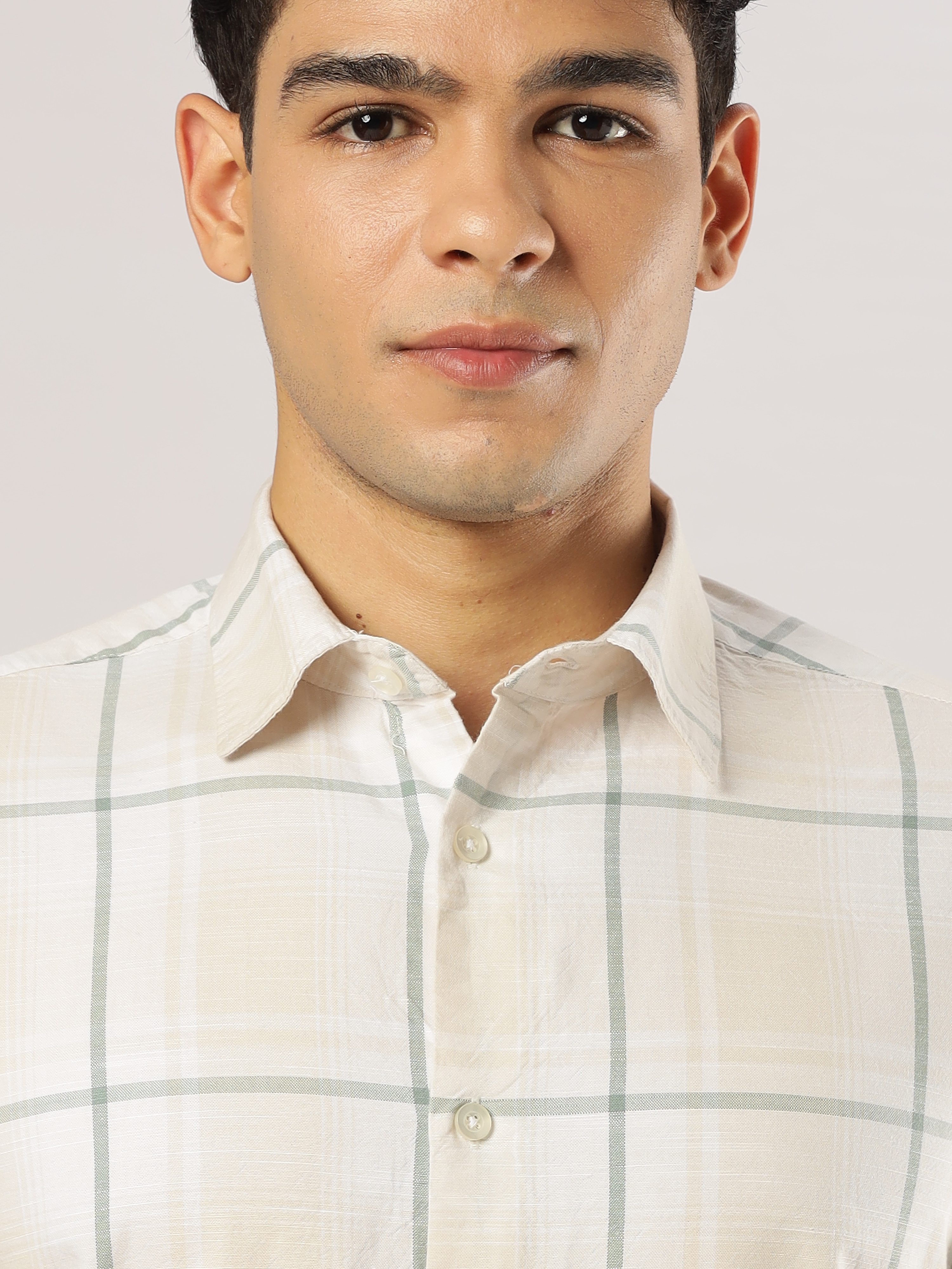 Sage Linen Windowpane Shirt