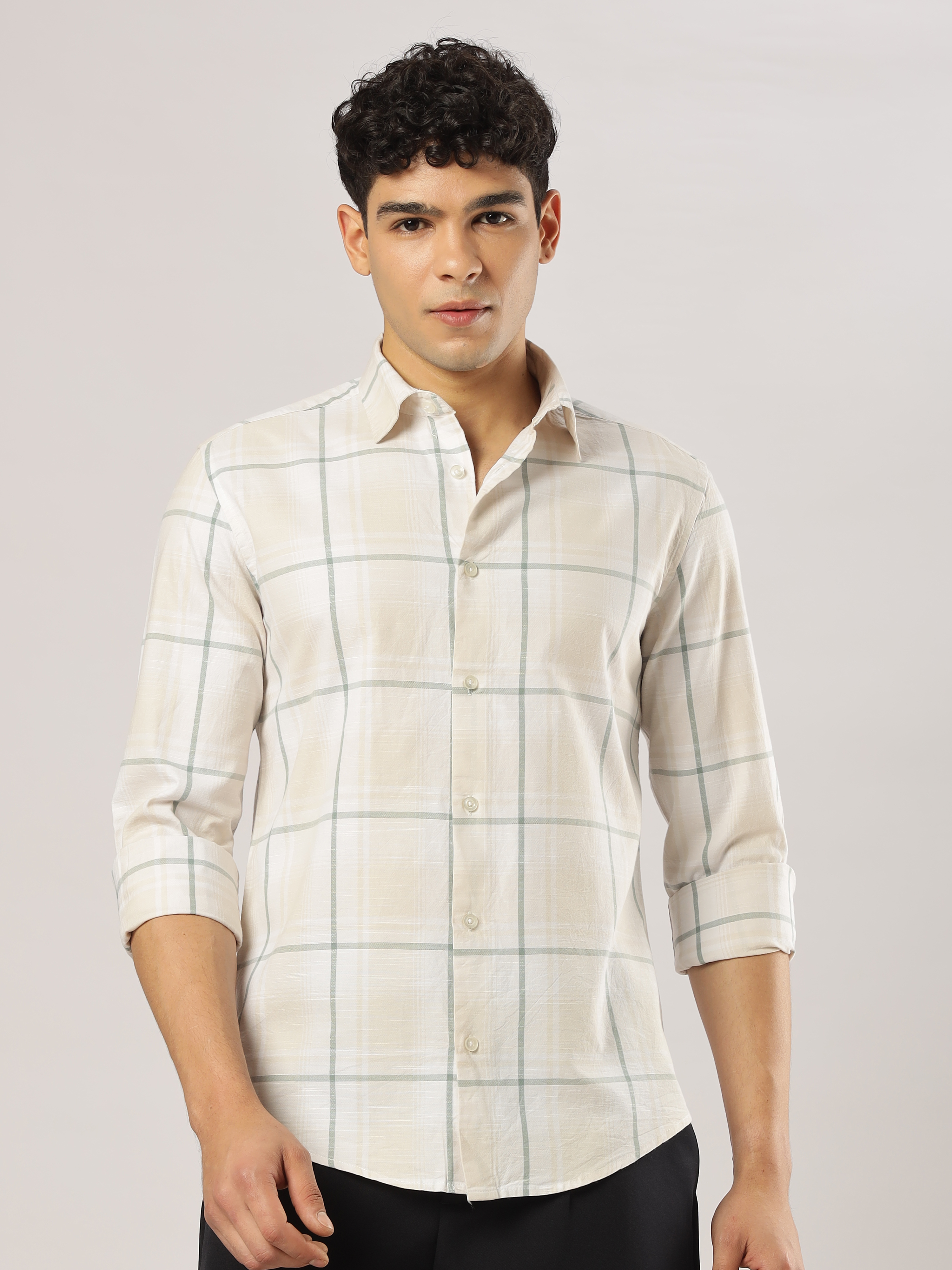 Sage Linen Windowpane Shirt