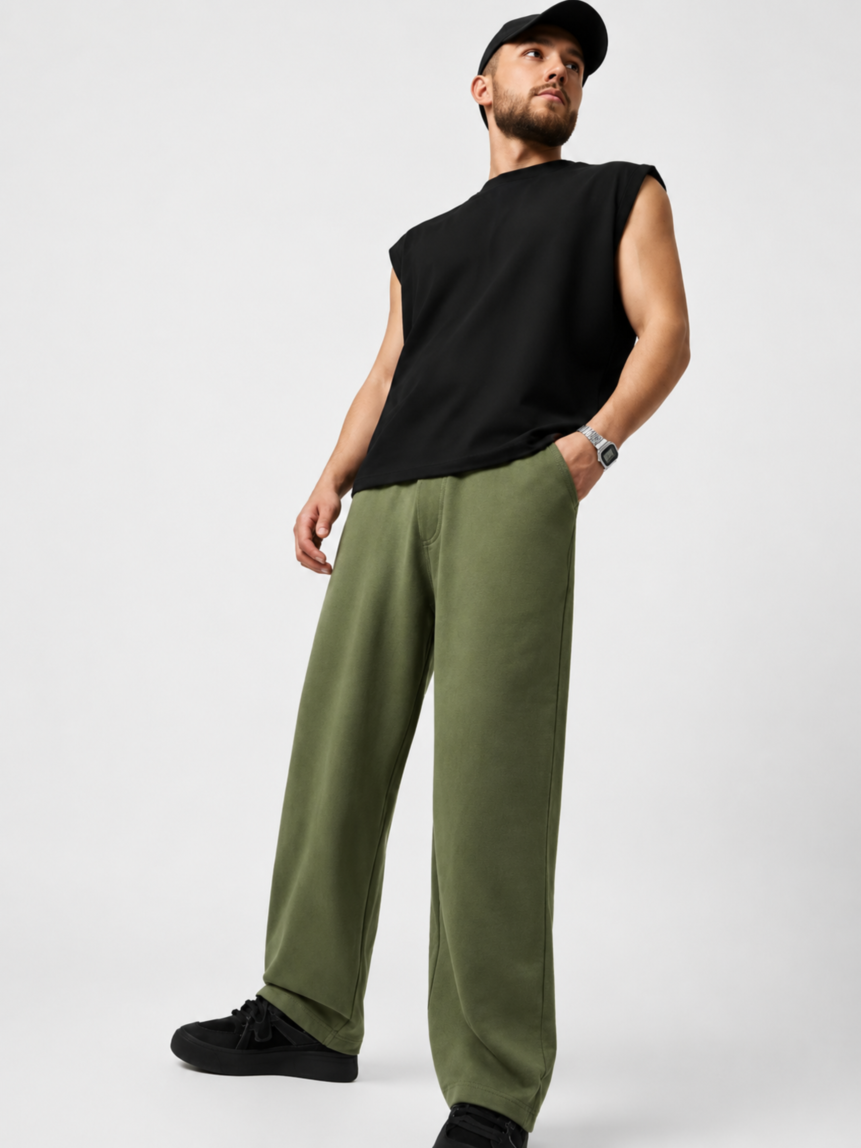 PB&J Men's Korean Joggers – Basil Green