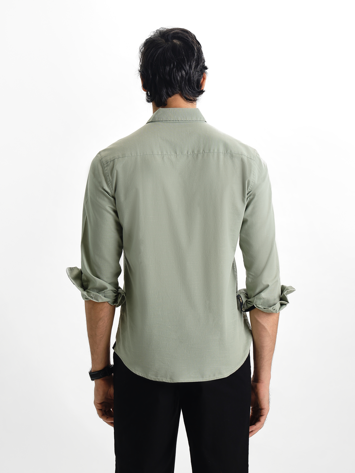 Arlo- Light Olive Green Regular Fit Solid Linen Shirt