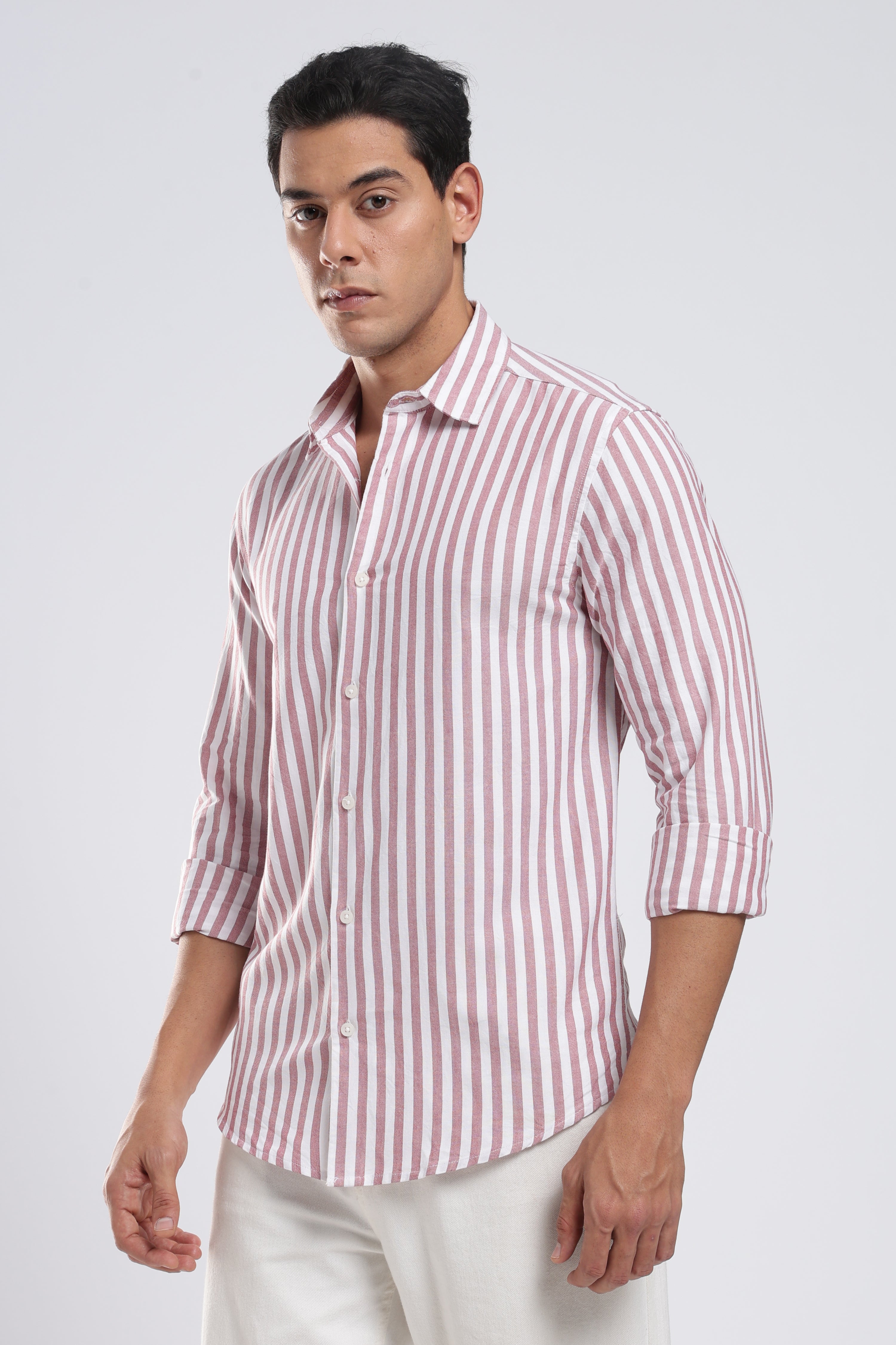 Maroon Crest Stripes Shirt