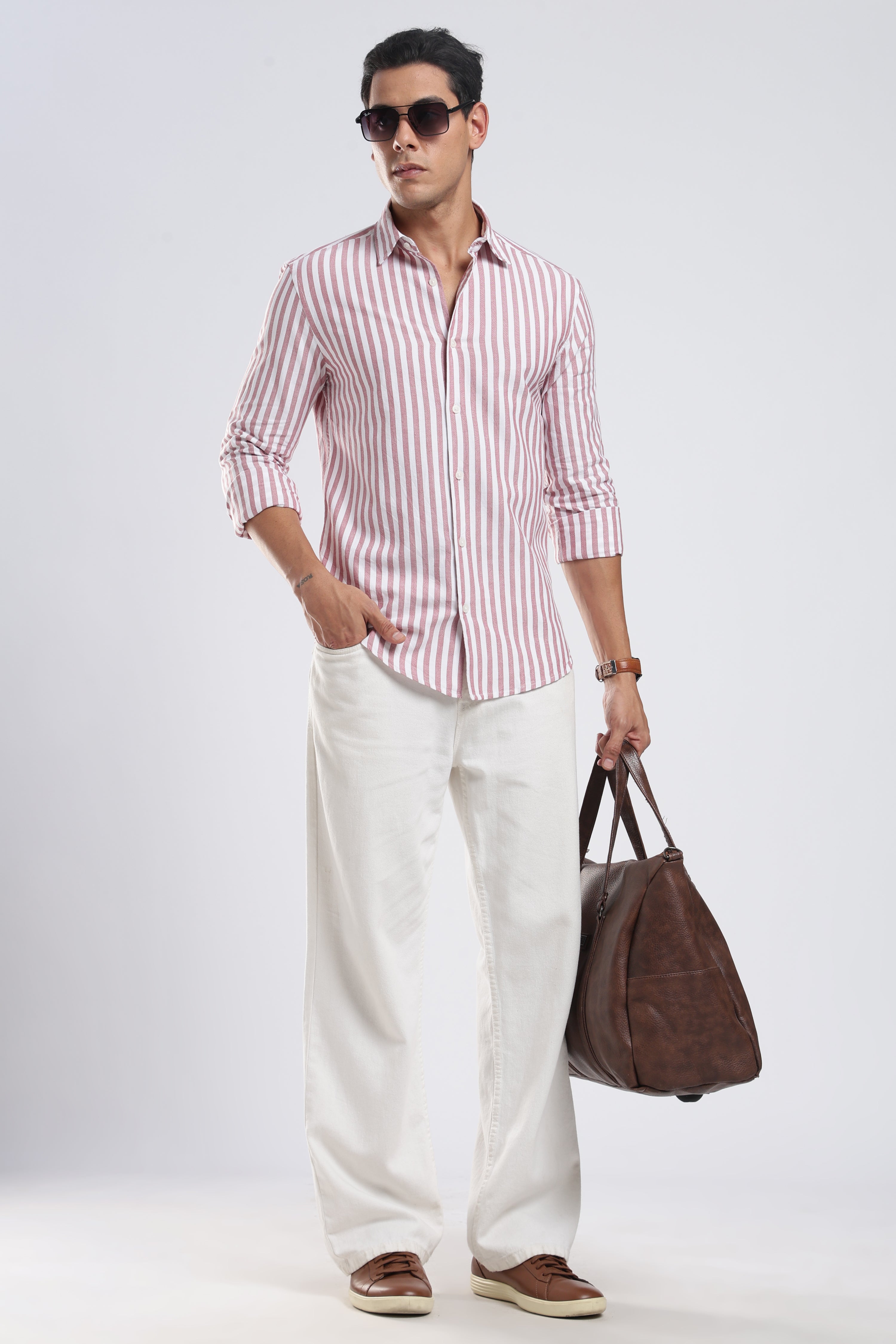 Maroon Crest Stripes Shirt