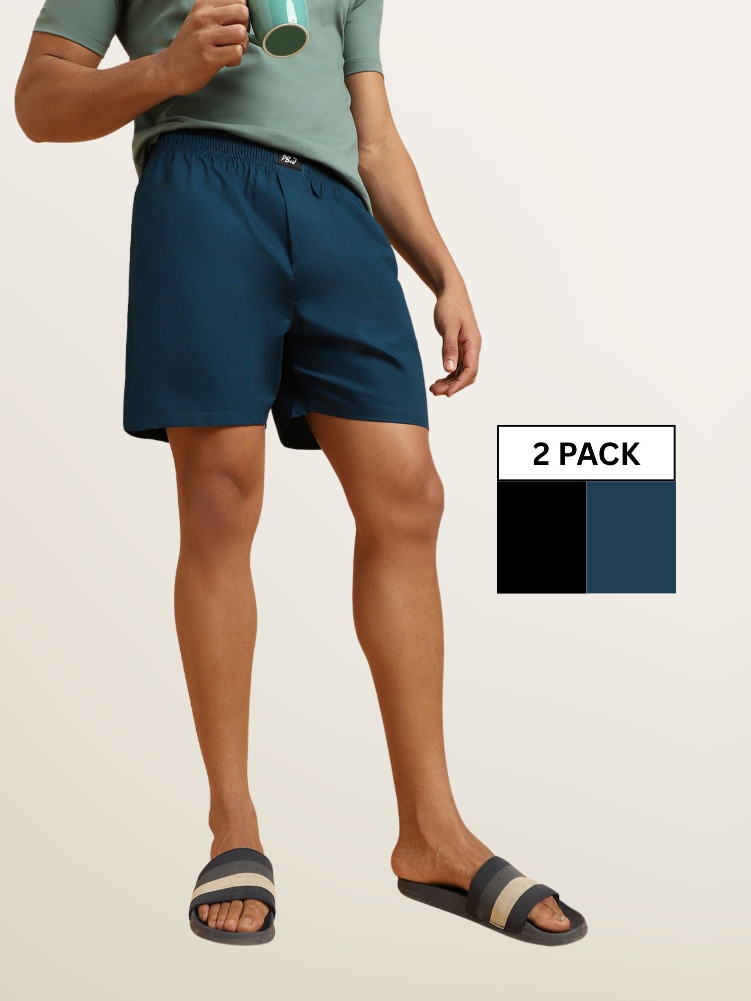 Deep Blue & Black Boxers Combo