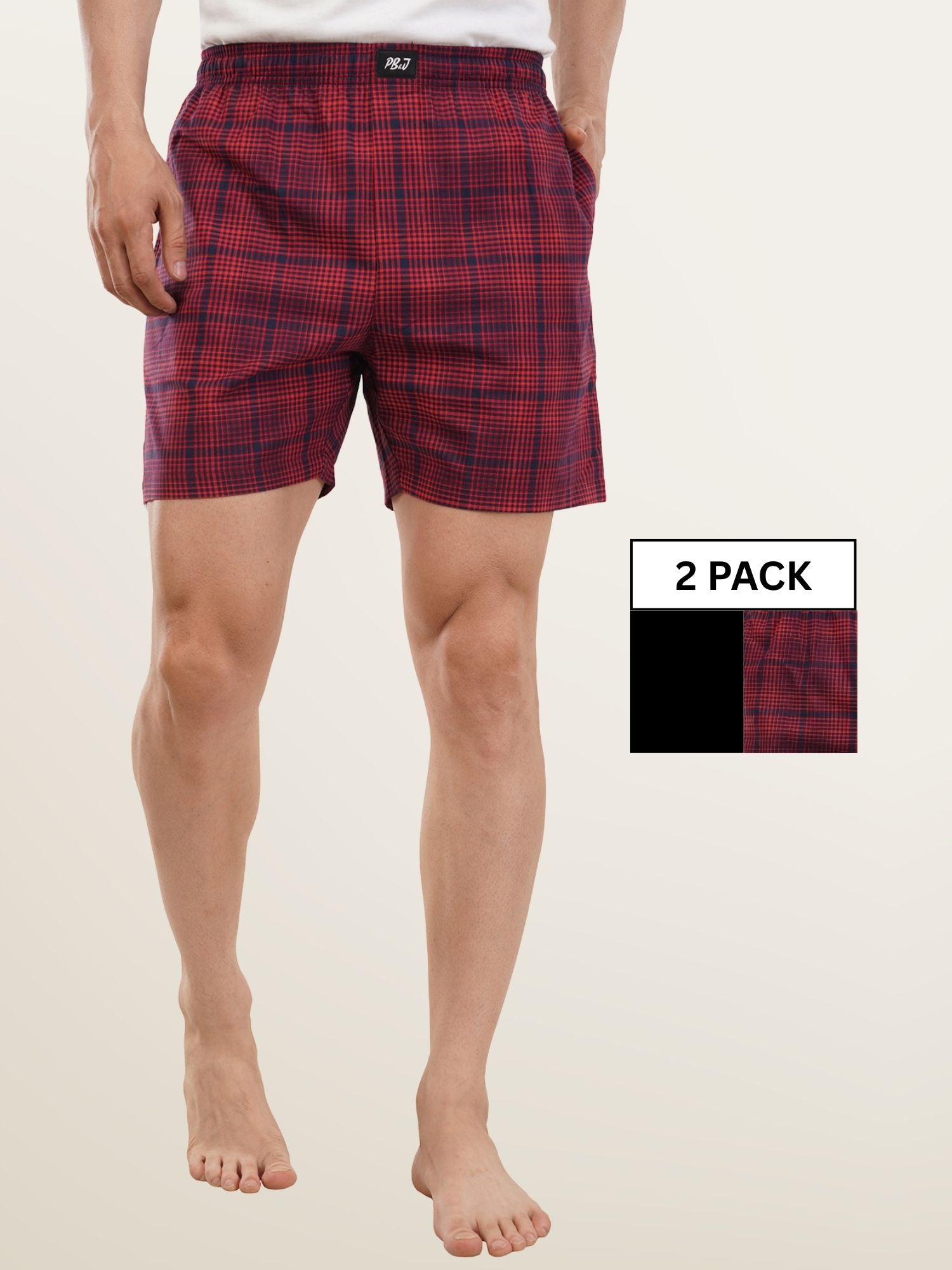 Red Checks & Black Boxers Combo