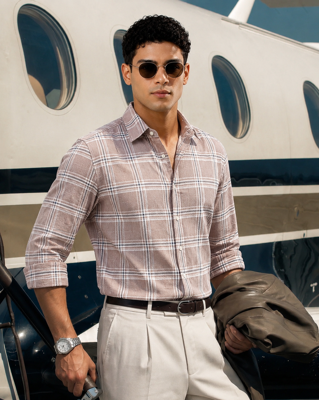 Mauve Grid Checks Shirt