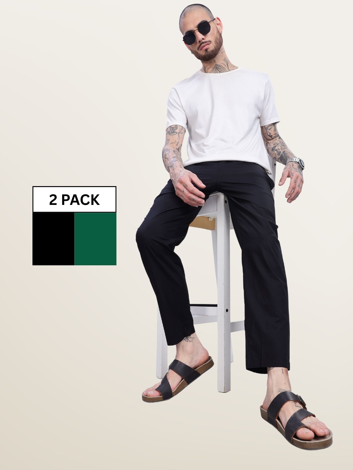 Olive Green & Black Pyjamas Combo