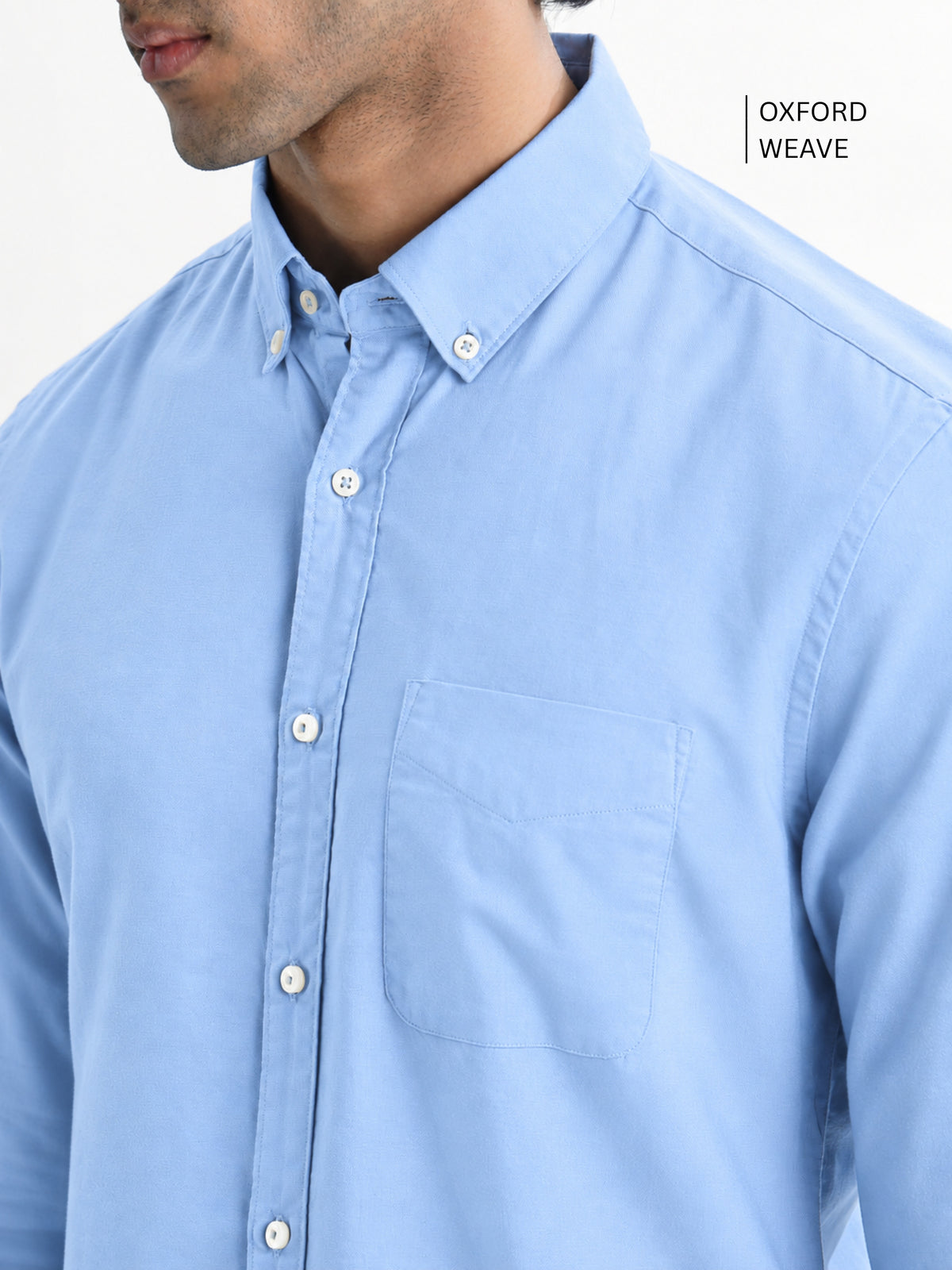 AUXOR- Light Blue Regular Fit Oxford Cotton Shirt