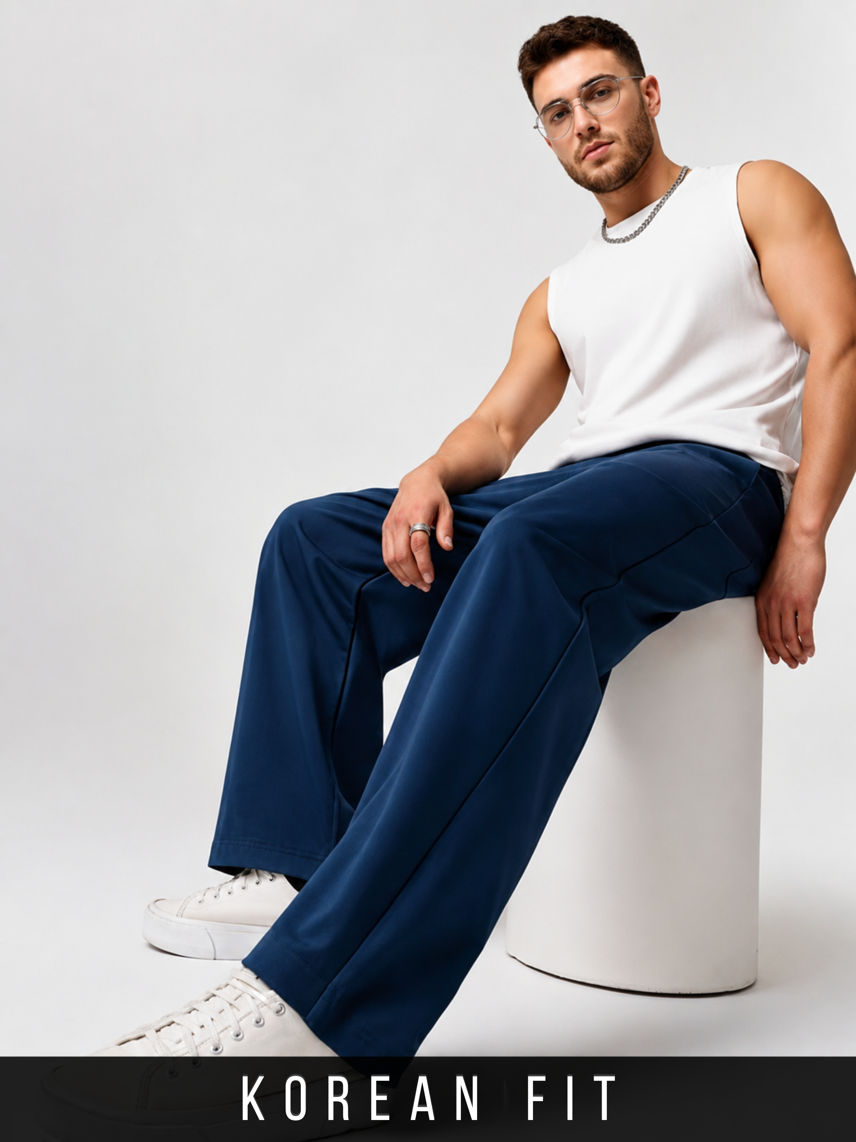 PB&J Men's Korean Fit Joggers – Navy Blue