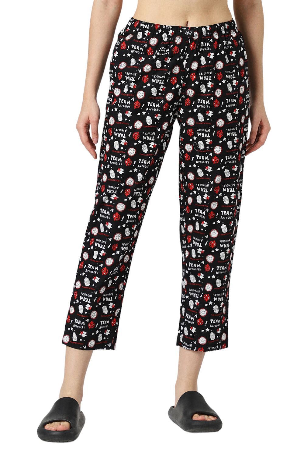 Women's Black Comics Print Pyjama