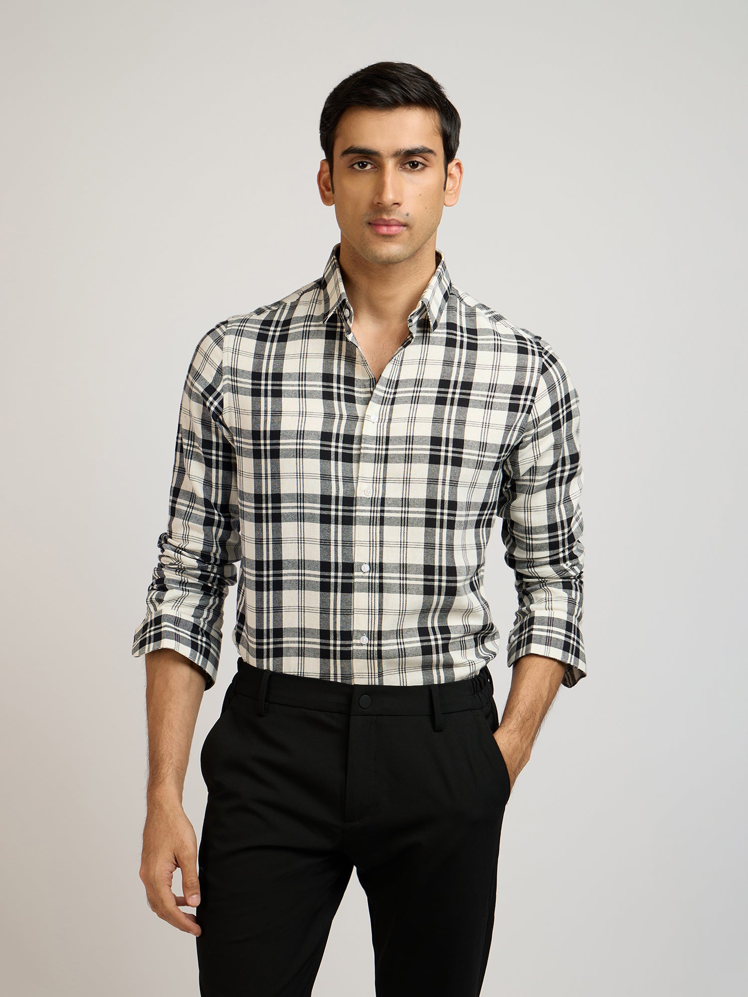 Flannel White Checks Shirt