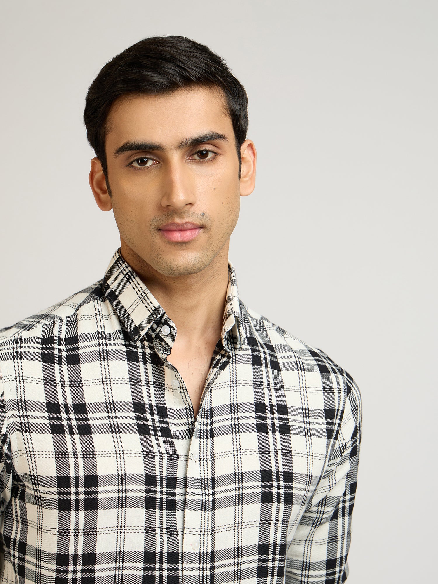 Flannel White Checks Shirt