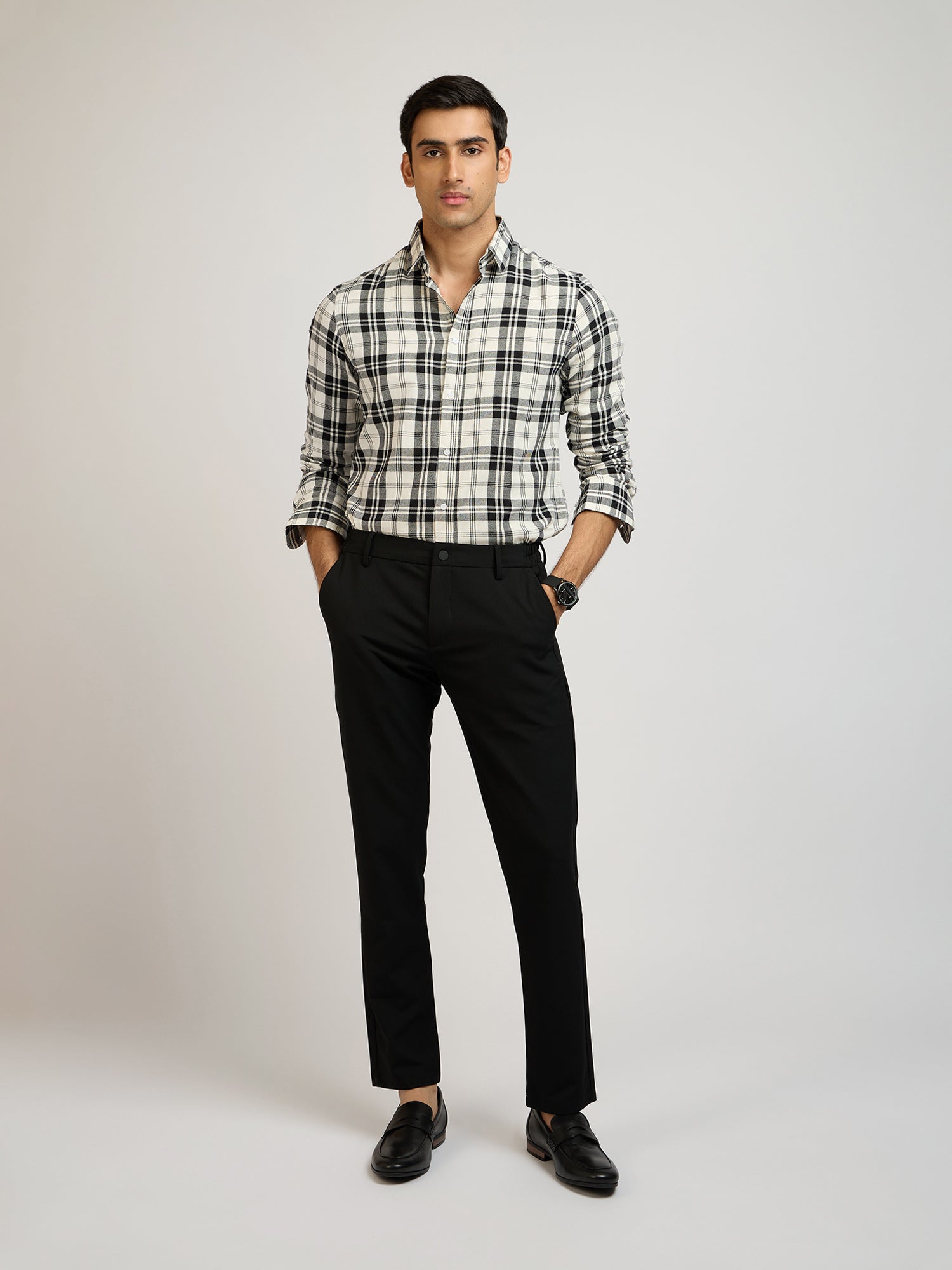 Flannel White Checks Shirt