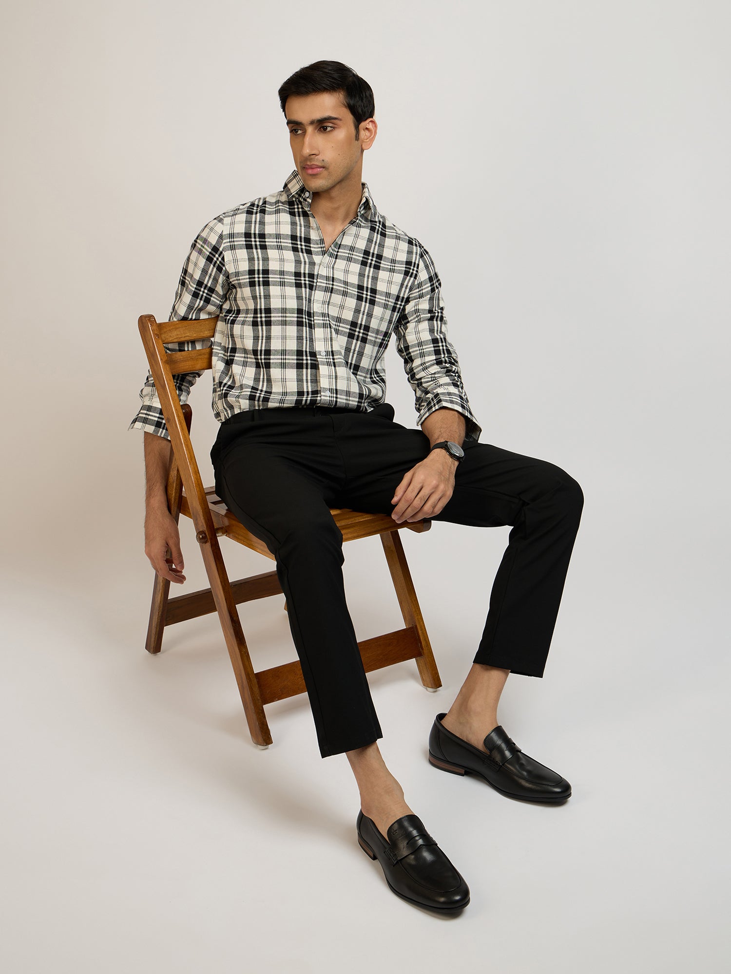 Flannel White Checks Shirt
