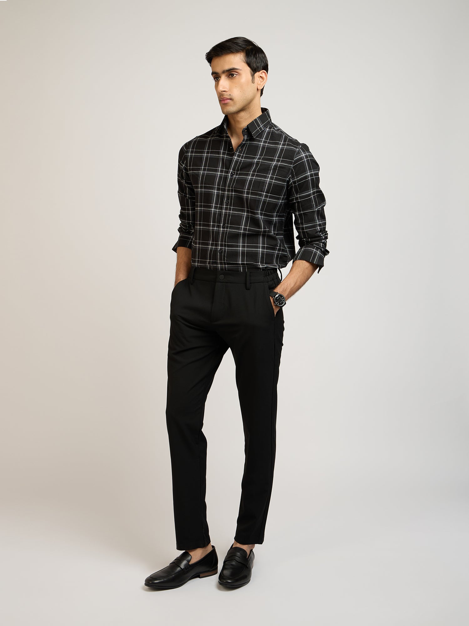 Celestial Check Black Shirt