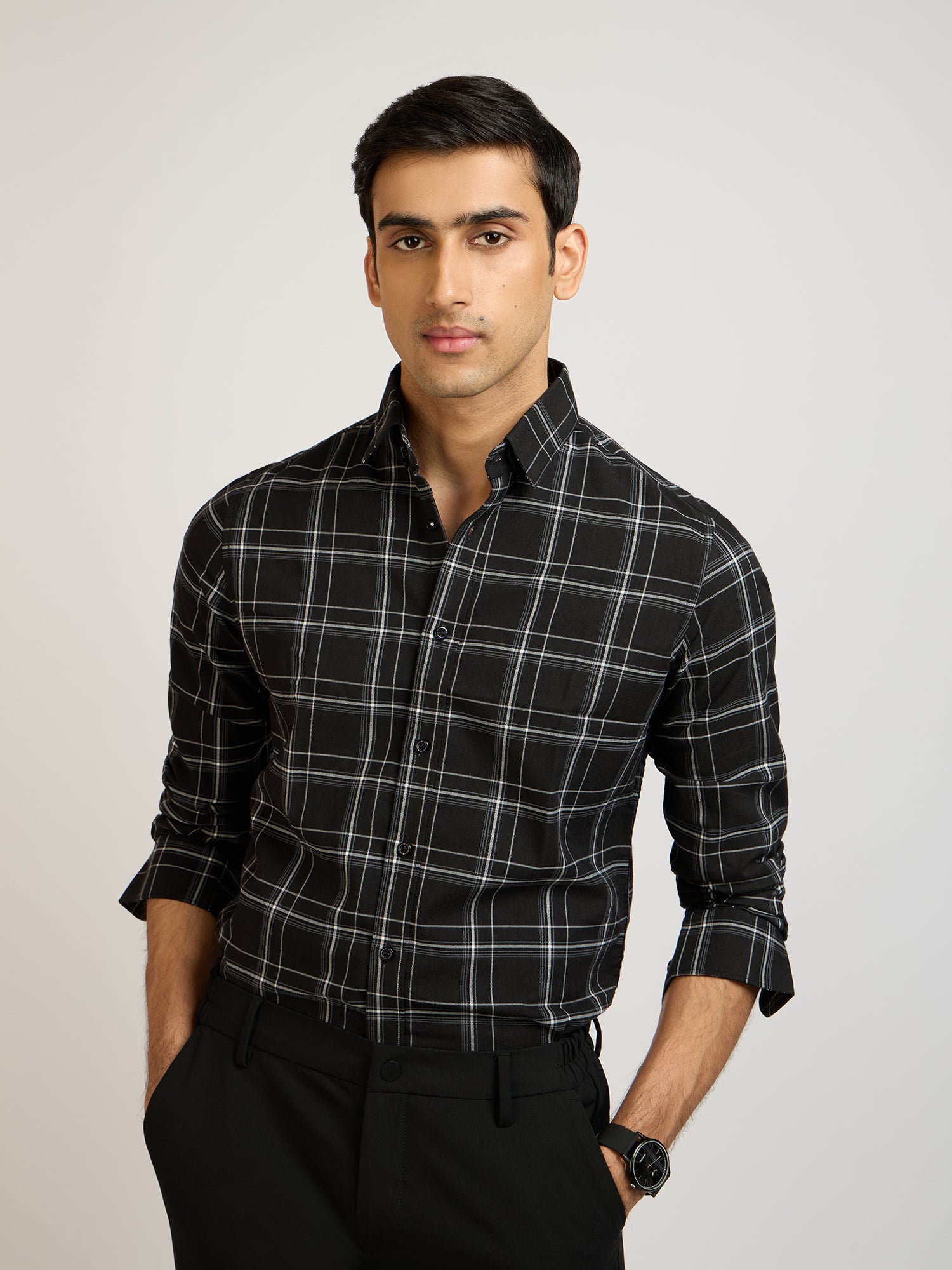 Celestial Check Black Shirt