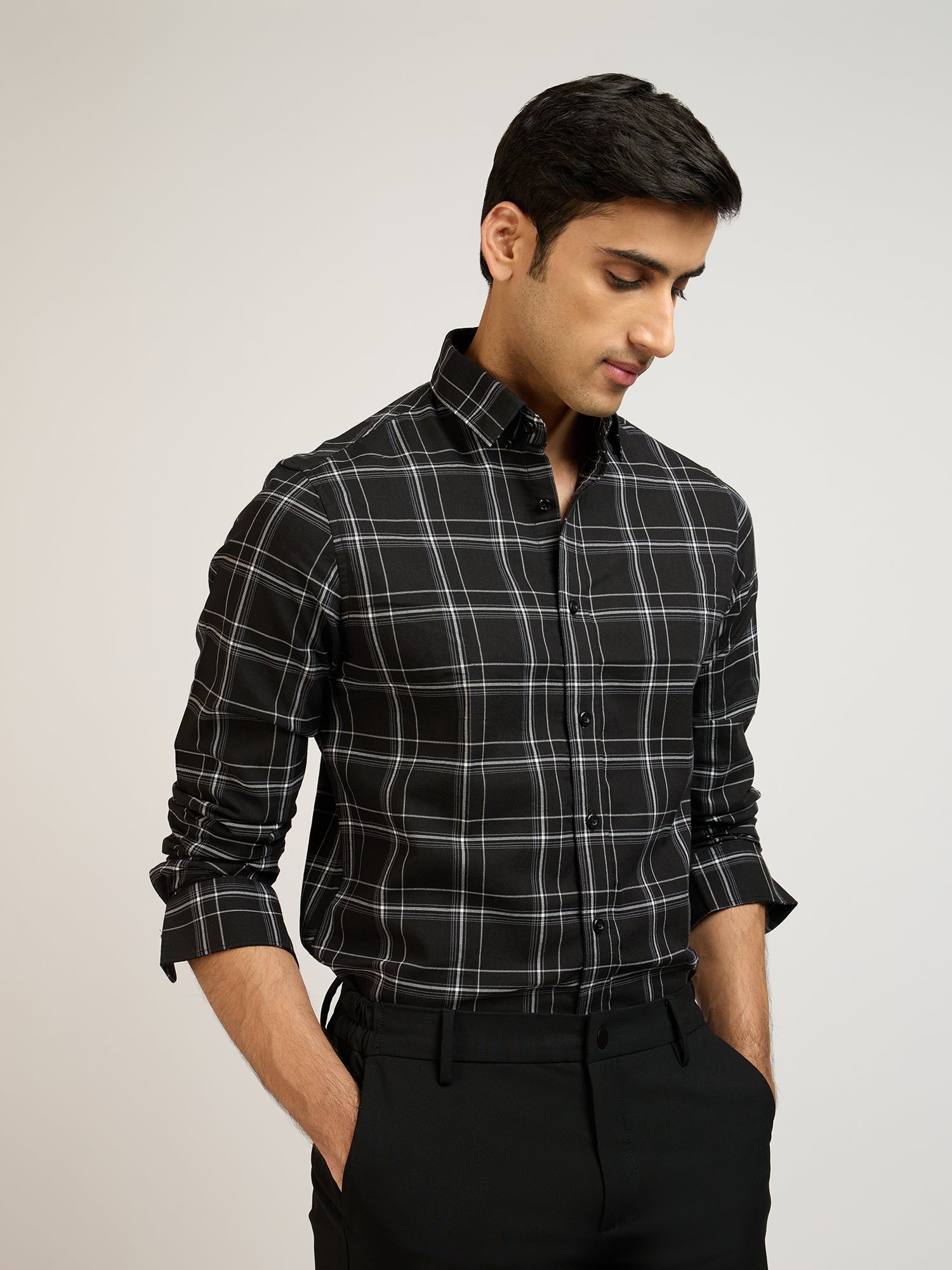 Celestial Check Black Shirt