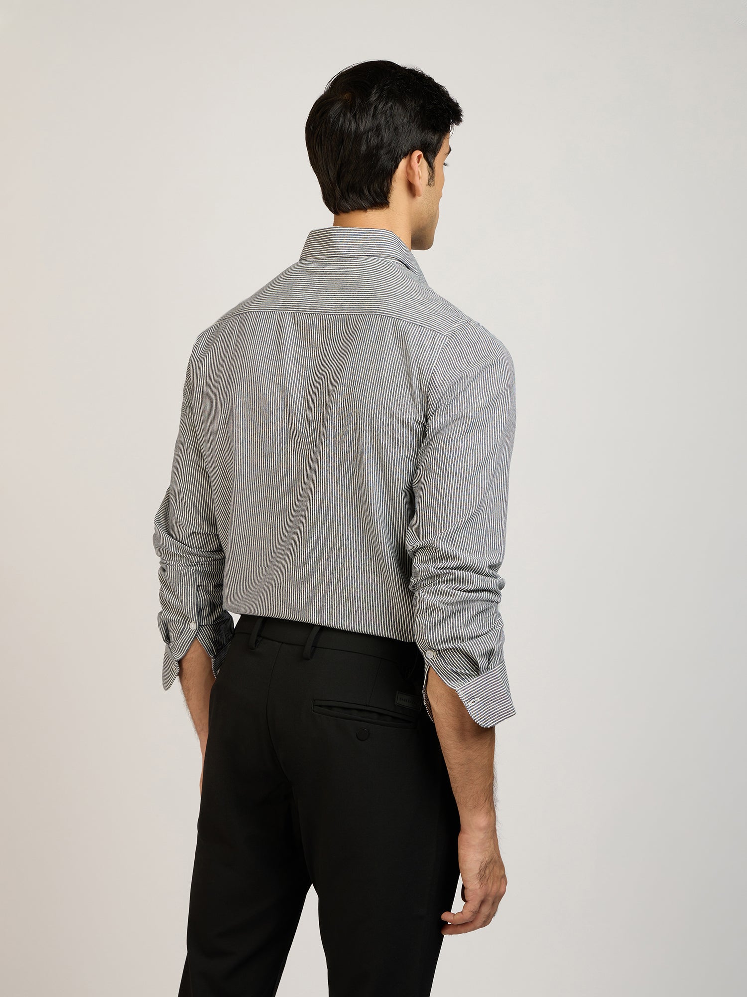 Cotton Denim Stretch Stripes Shirt