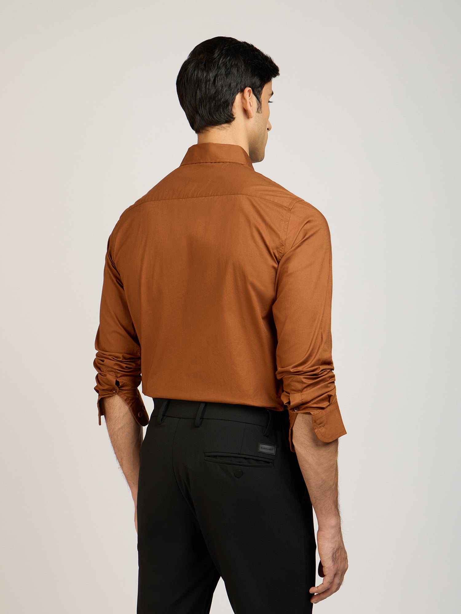 Classic Plain Stretch Brown Shirt