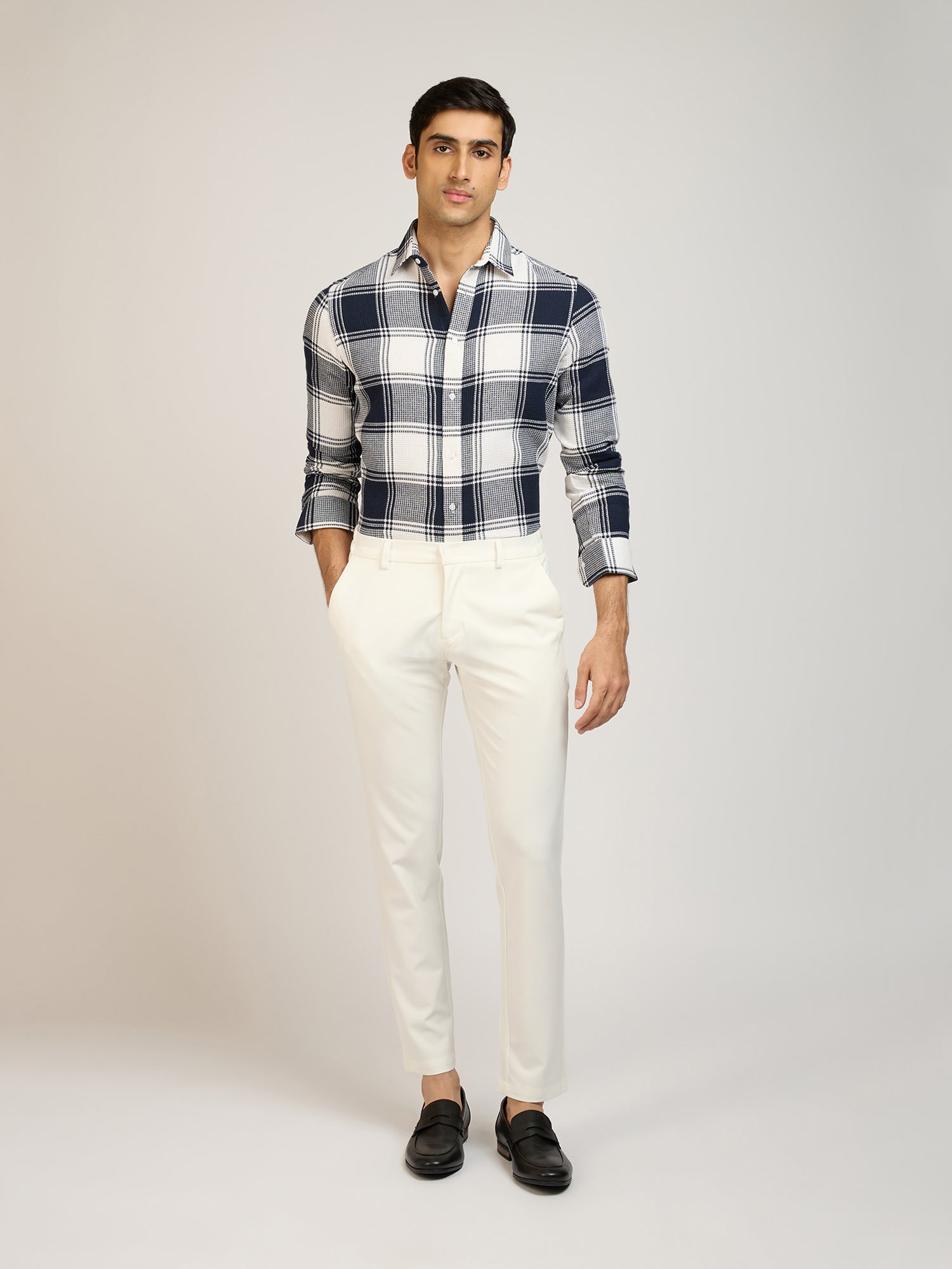Dobby Check Blue Shirt