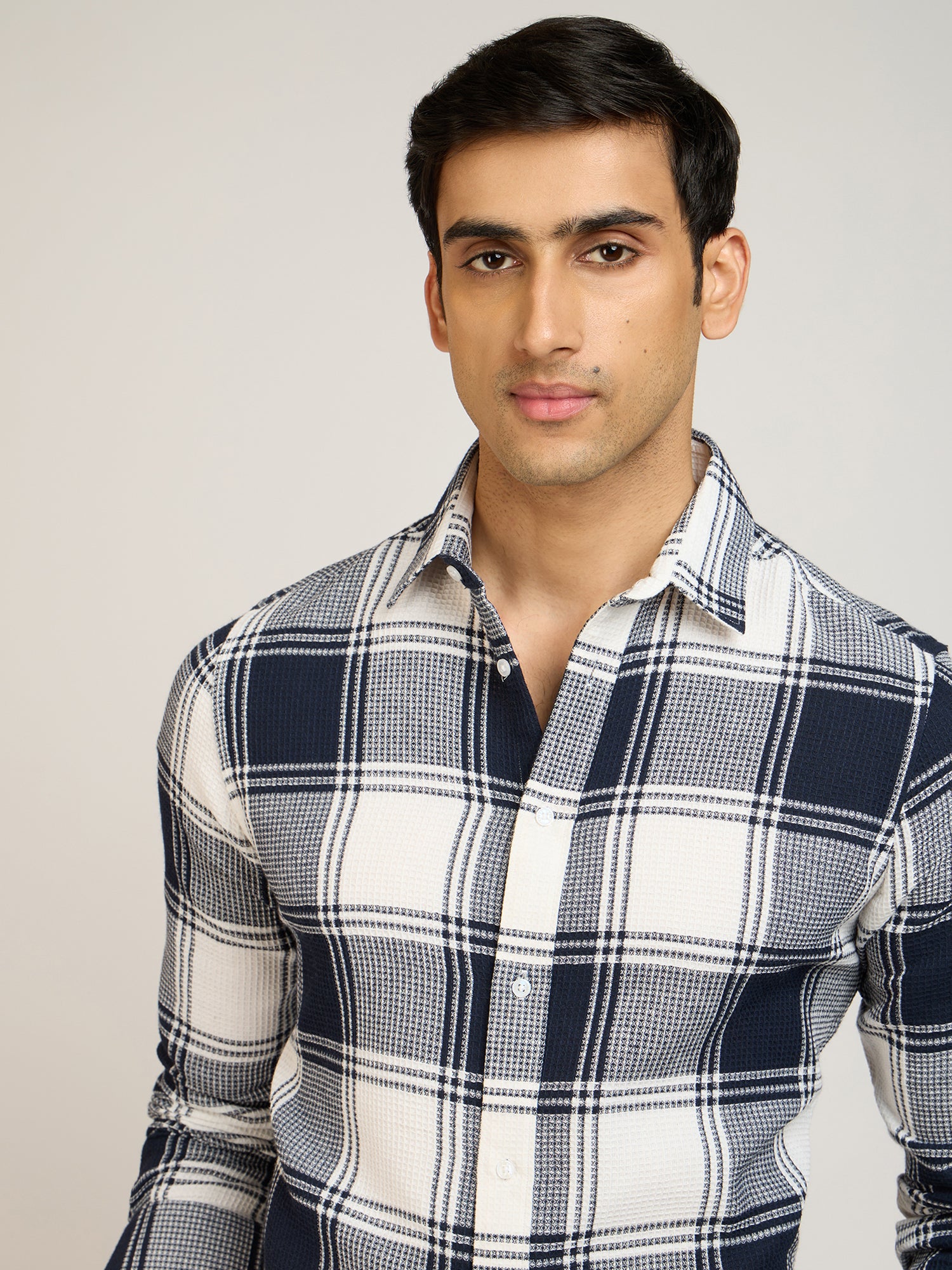Dobby Check Blue Shirt