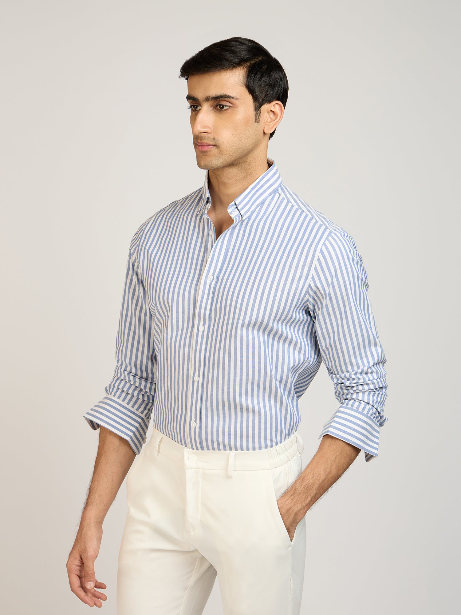 Cotton Stretch Stripe Shirt
