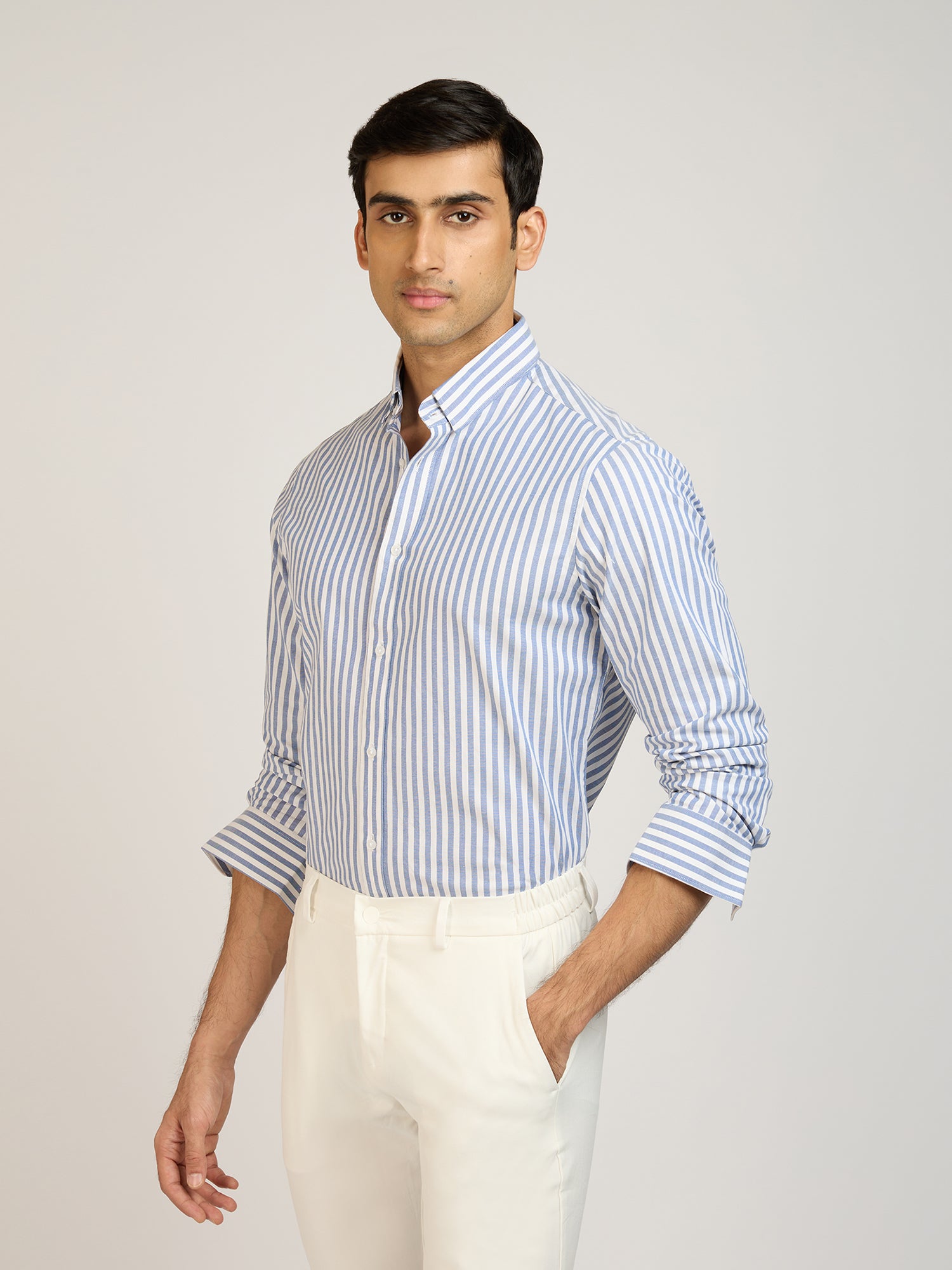 Cotton Stretch Stripe Shirt