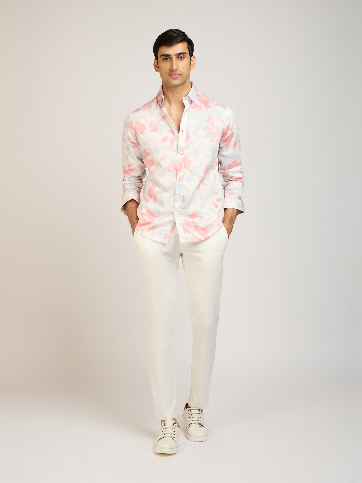 Abstract Print Satin Shirt