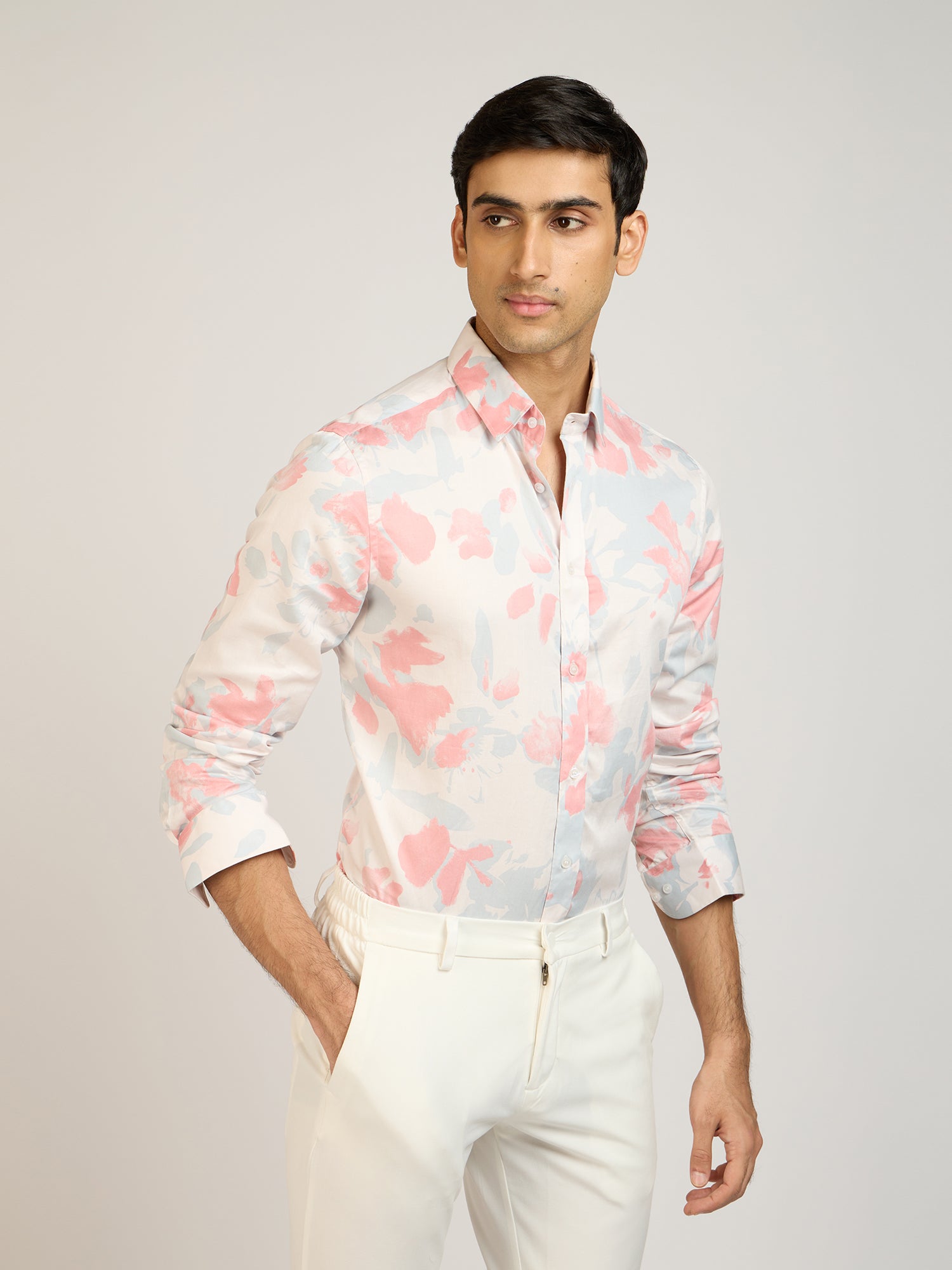 Abstract Print Satin Shirt